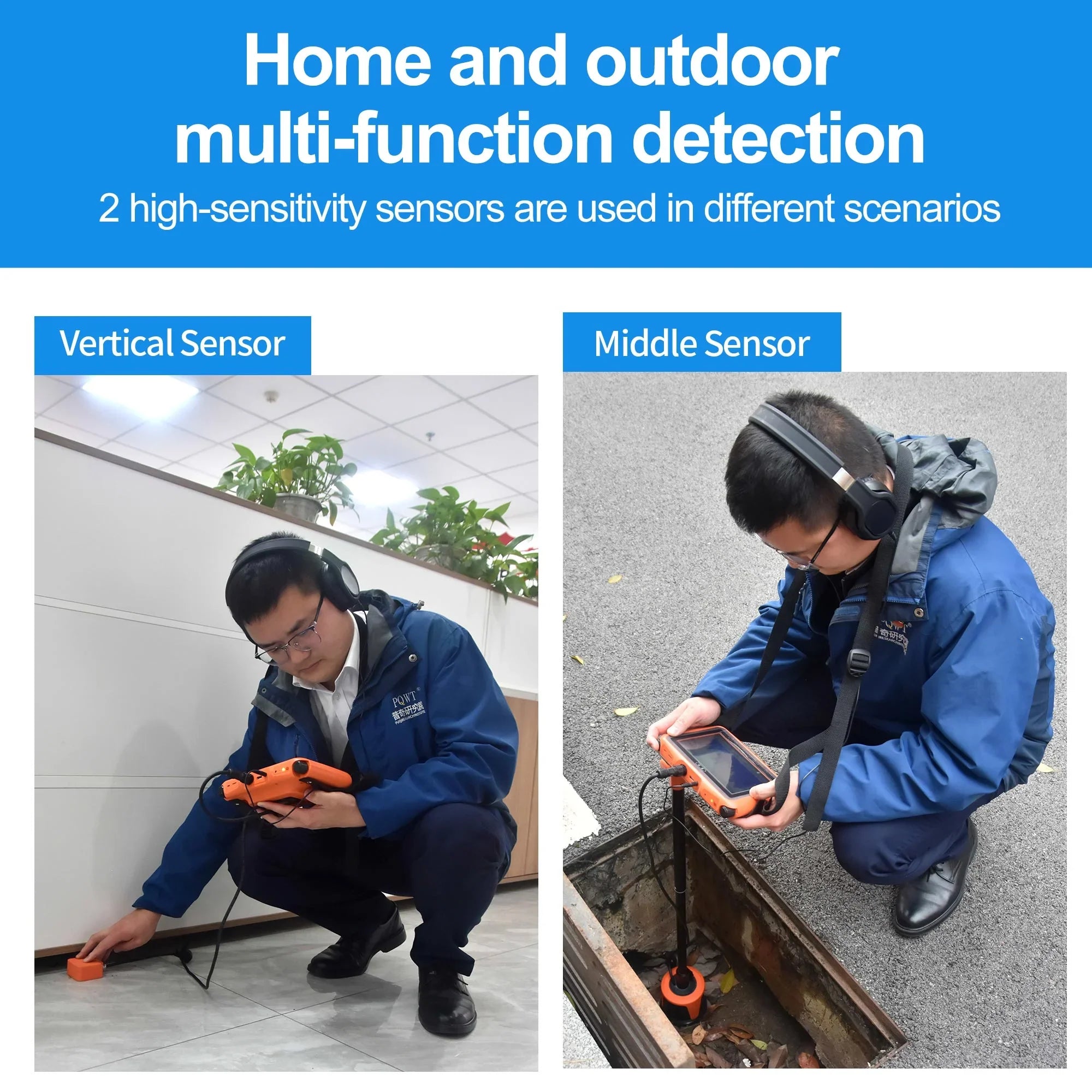 Indoor Pipe Detector 5m Outdoor PQWT-L3000 Multifunctional Leakage Depth