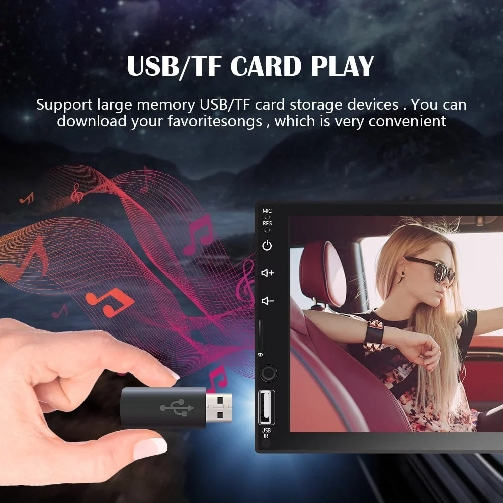 Stereo Multimedia Auto/Autoradio/IOS/Bluetooth/USB/TF 7" Camera/Android with Touch Car Din 2 Screen Player Rear Car Play View MP5 for