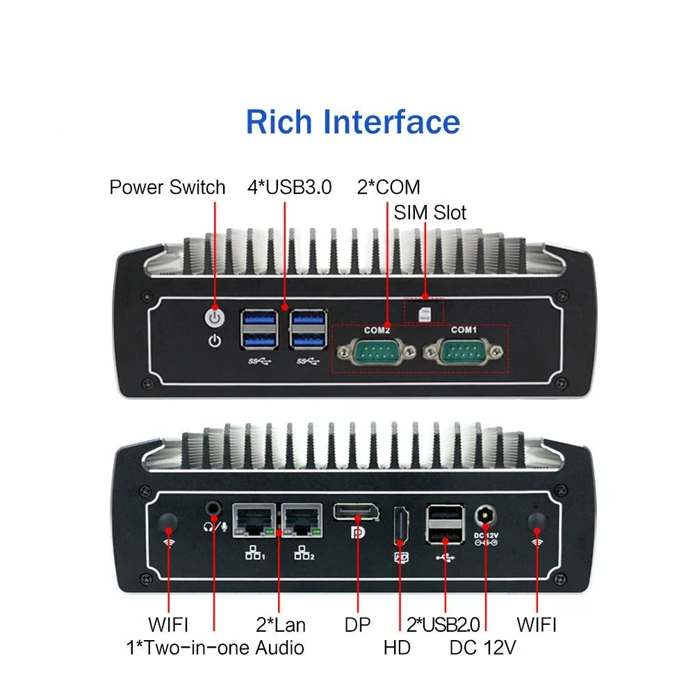 16GB 1TB PARTAKER Card Powerful COM, i5 DP, 10 Slot, HD, 4*USB3.0, Ram Gen, 4K SIM Nic, 4 Mini HDD, Mini Dual CPU, 8th Pro Industrial SSD Cores 2 Computer, PC, 8250U Core Windows Fanless 240GB