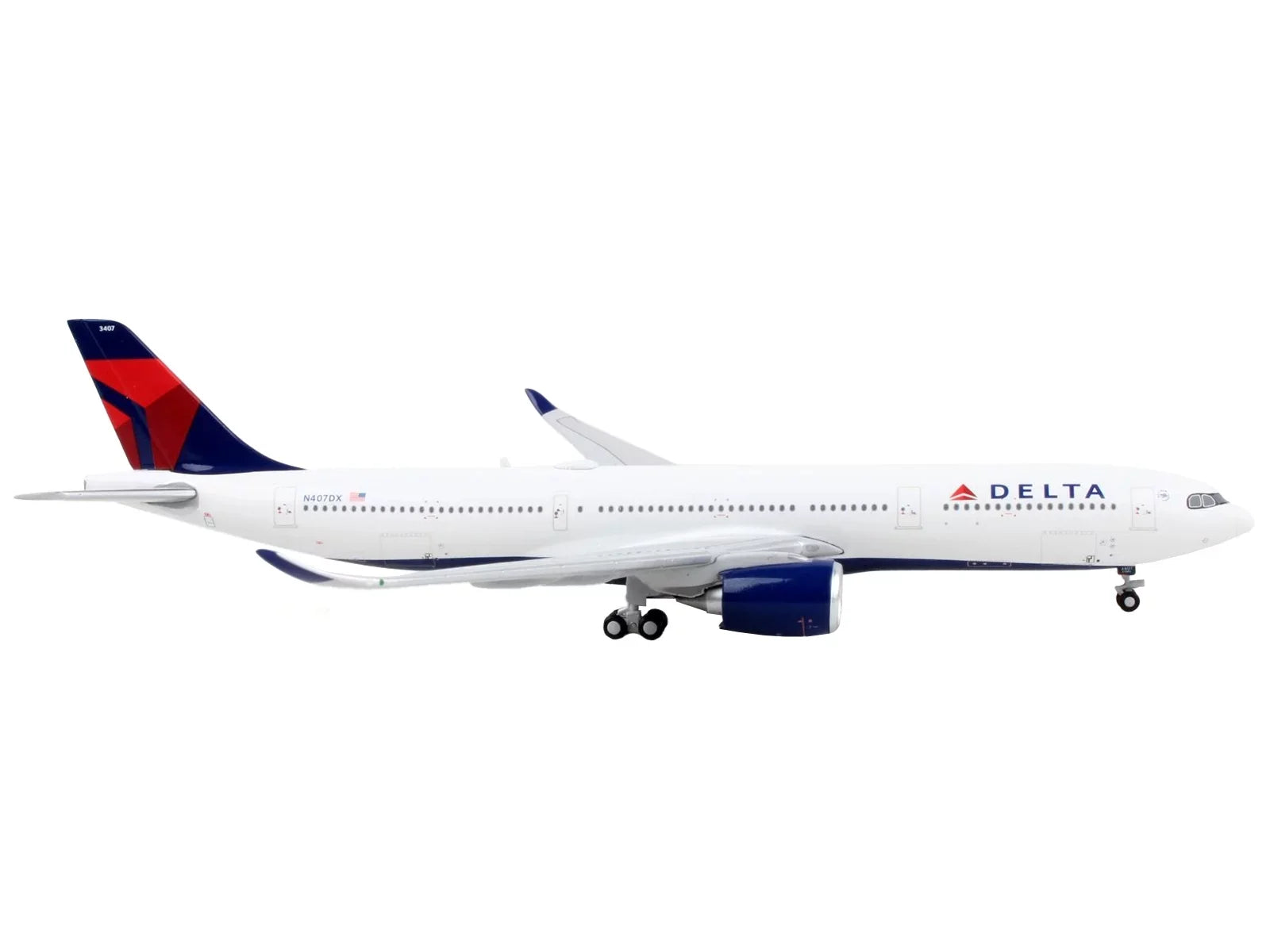 Model Blue Air White Lines" Aircraft A330-900 Airbus GeminiJets Diecast by Commercial 1/400 with Tail "Delta Airplane