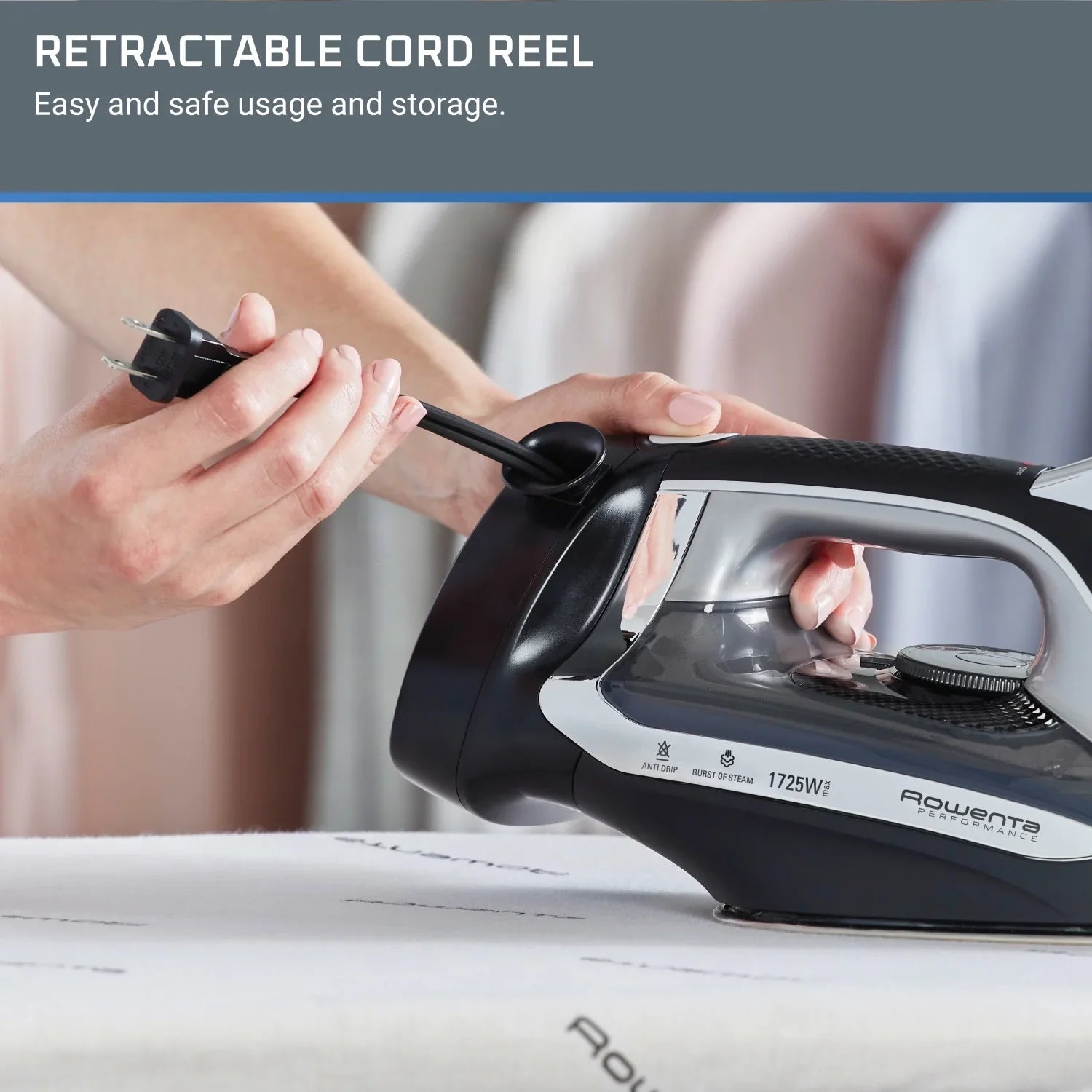 Iron, Rowenta Black Cordreel Accessteam