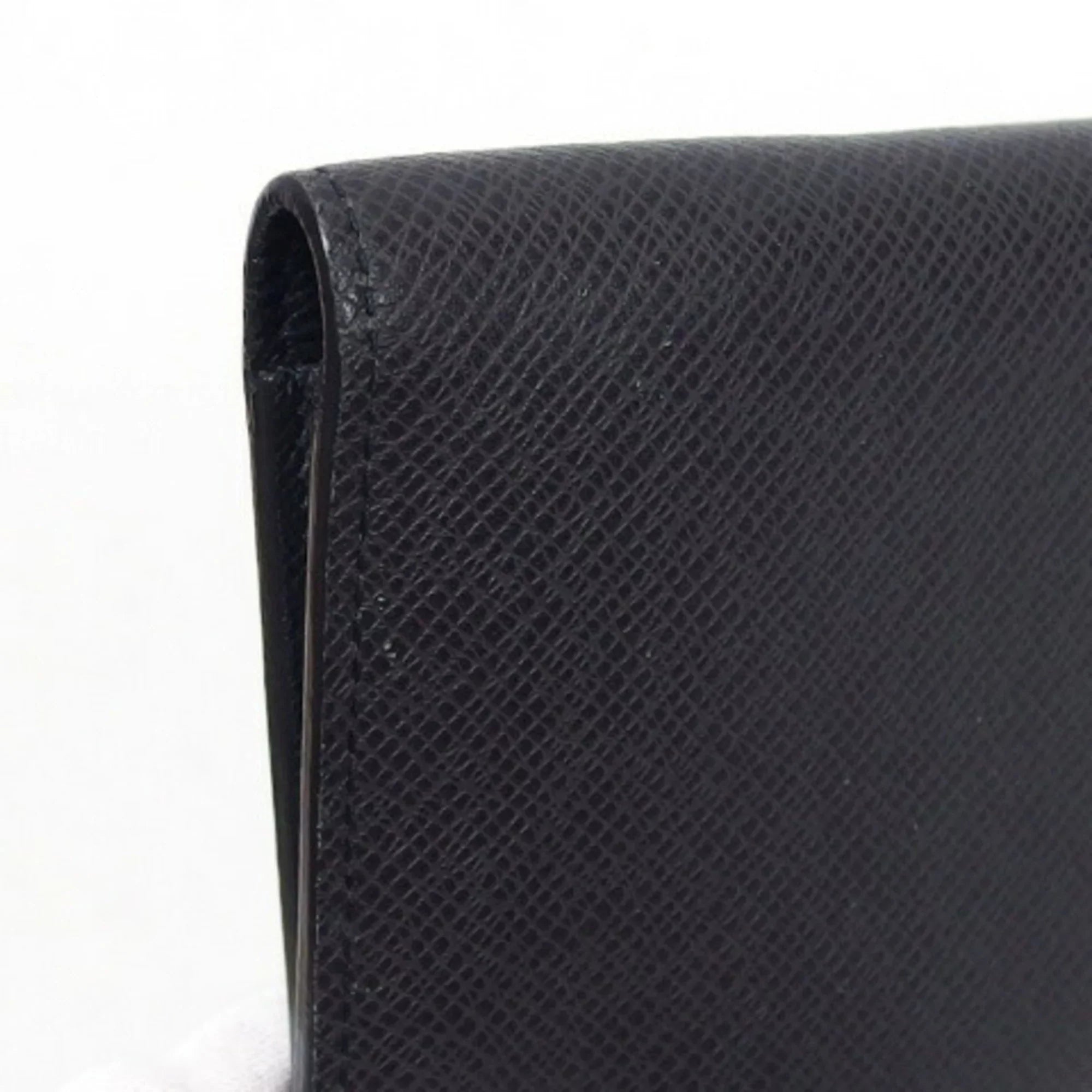 Vuitton Bifold Black Louis Wallet Billfold Pre-Owned (Good) Taiga Long