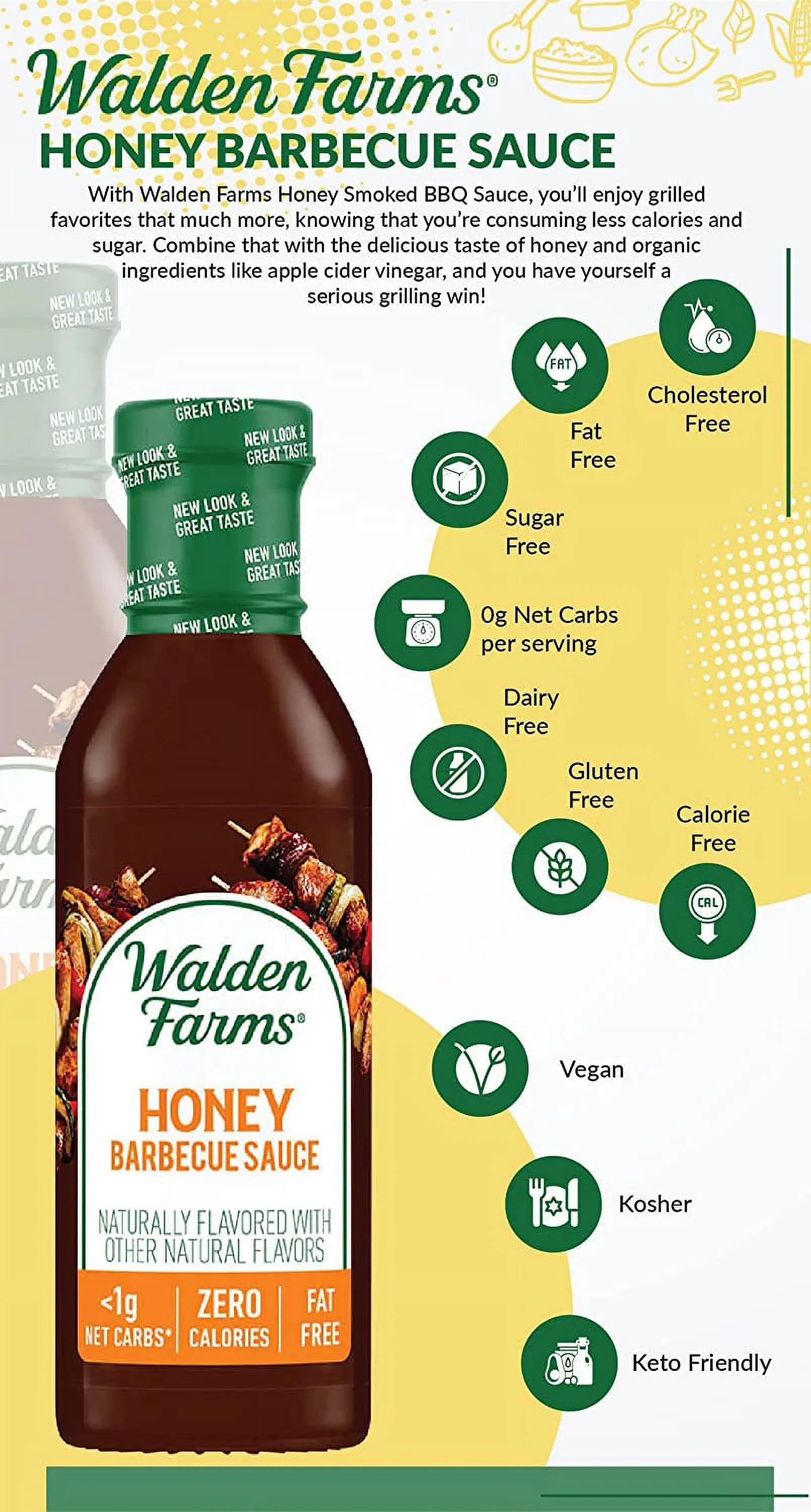 Walden Sauce Pack oz 12 Calorie fl Farms Honey Free 4 Barbecue of