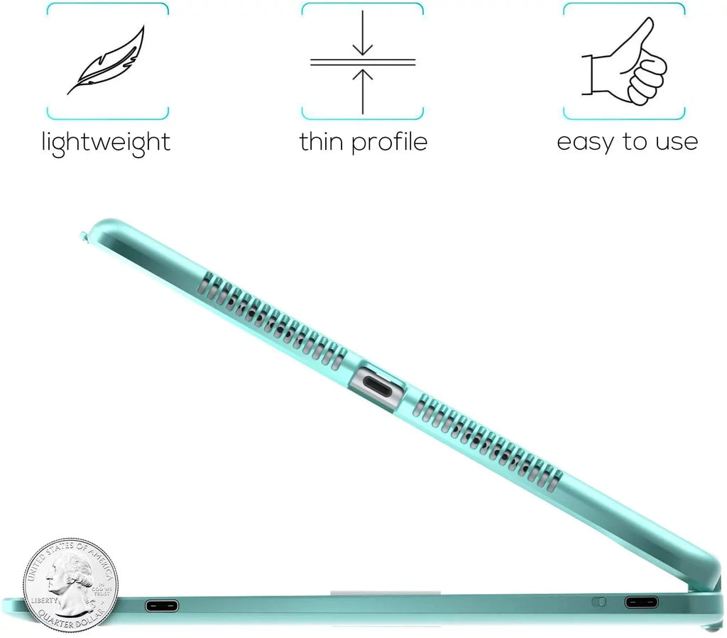 Trackpad 10.5, iPad Gen, (Seafoam) 8th Holder Keyboard Air Generation with Slim Pencil Cover Protective 3, with (2020), Pro Generation Wireless (2021), Typecase Backlit 7th for 9th Case 10.2-inch iPad