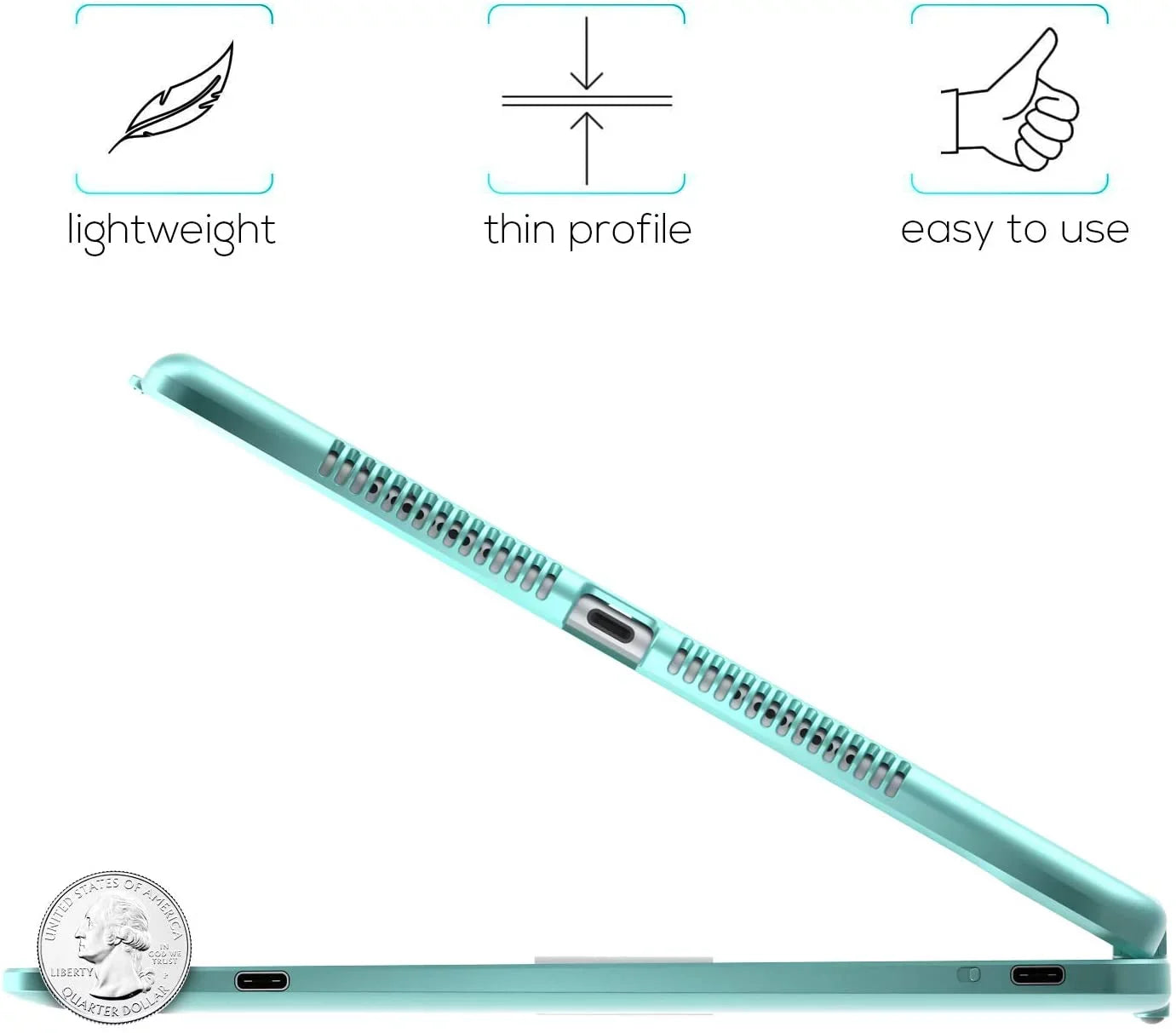 Trackpad 10.5, iPad Gen, (Seafoam) 8th Holder Keyboard Air Generation with Slim Pencil Cover Protective 3, with (2020), Pro Generation Wireless (2021), Typecase Backlit 7th for 9th Case 10.2-inch iPad