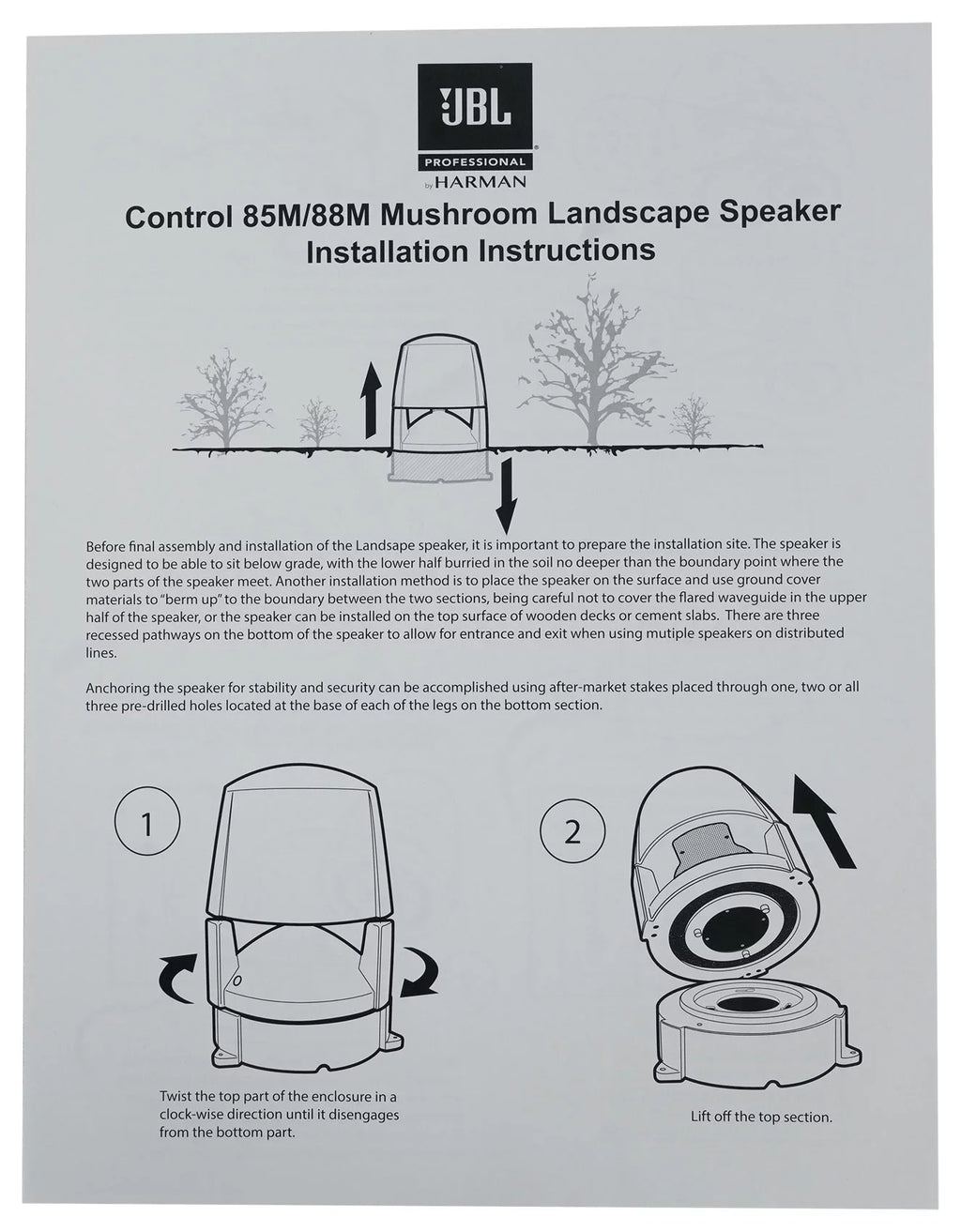 Amplifier Commercial (5) + Outdoor Speakers JBL 70v 88M CONTROL 8" Landscape