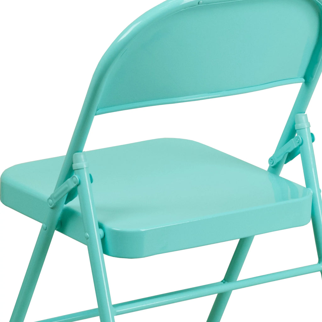 & Teal Tantalizing Metal Folding Double Chair Hinged Series Flash Braced Furniture HERCULES COLORBURST Triple