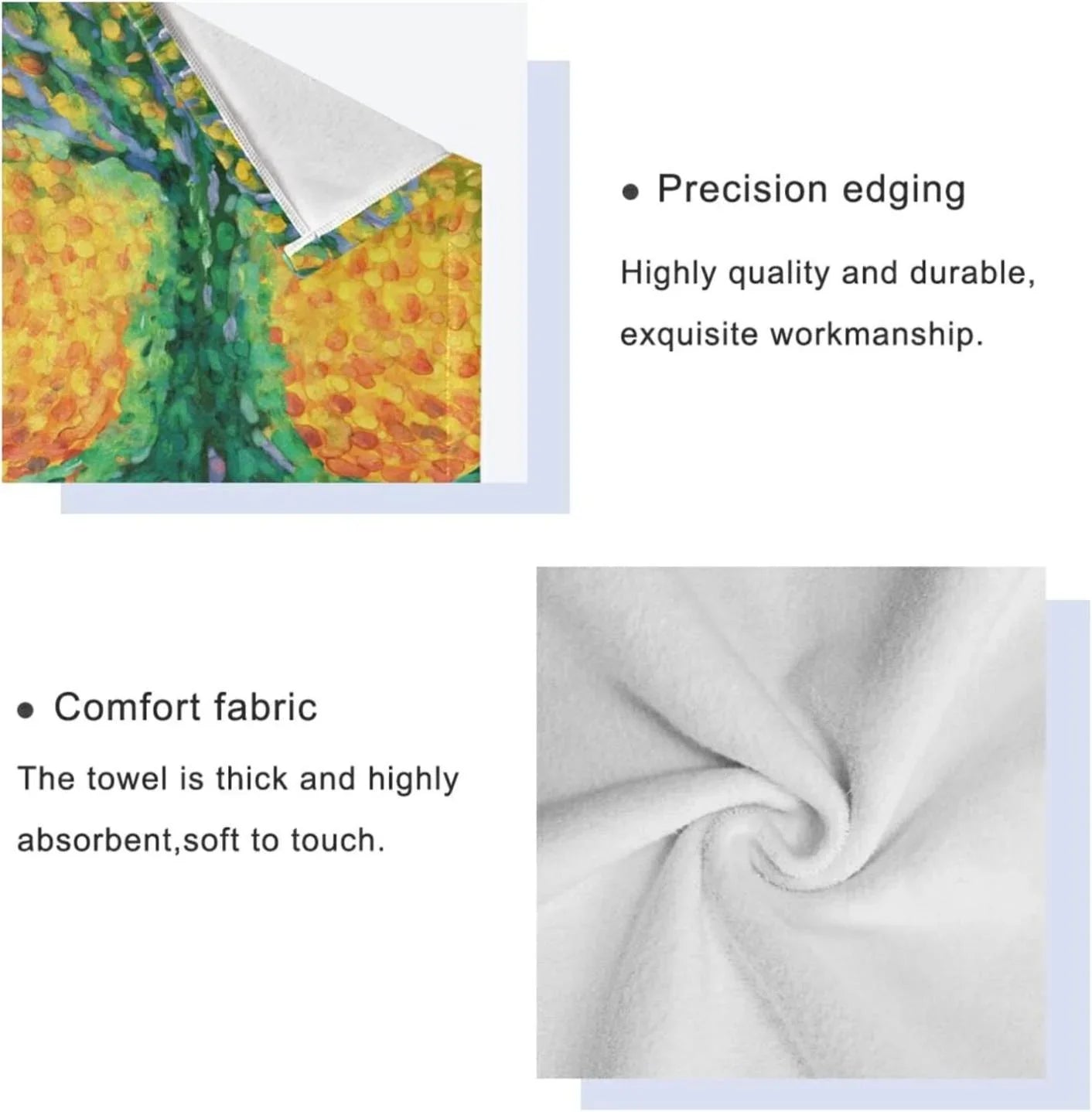 Towel, Life Hand 1 1 Cotton Abstract SKYSONIC Pack Towels Towel Bath for Towel, Super Washcloth) Quick Towel and 3 Set for Bathroom, Soft (1 Tree Dry Bath