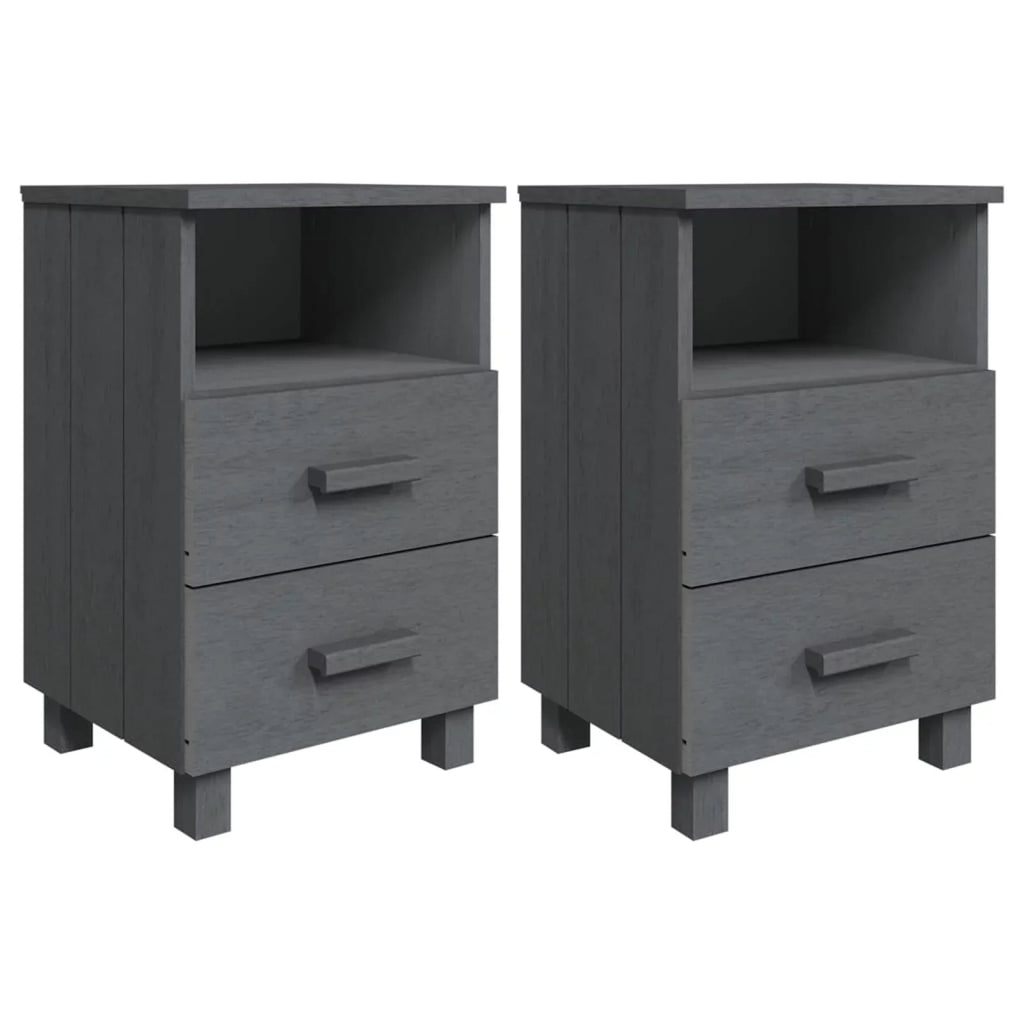 Cabinets Irfora pcs Solid HAMAR Dark Gray Wood 15.7"x13.8"x24.4" 2 Bedside