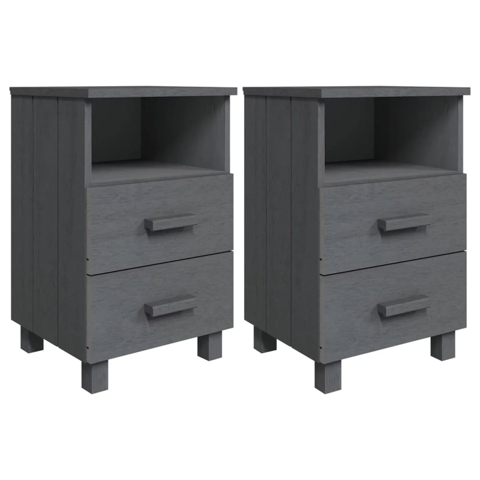 Cabinets Irfora pcs Solid HAMAR Dark Gray Wood 15.7"x13.8"x24.4" 2 Bedside