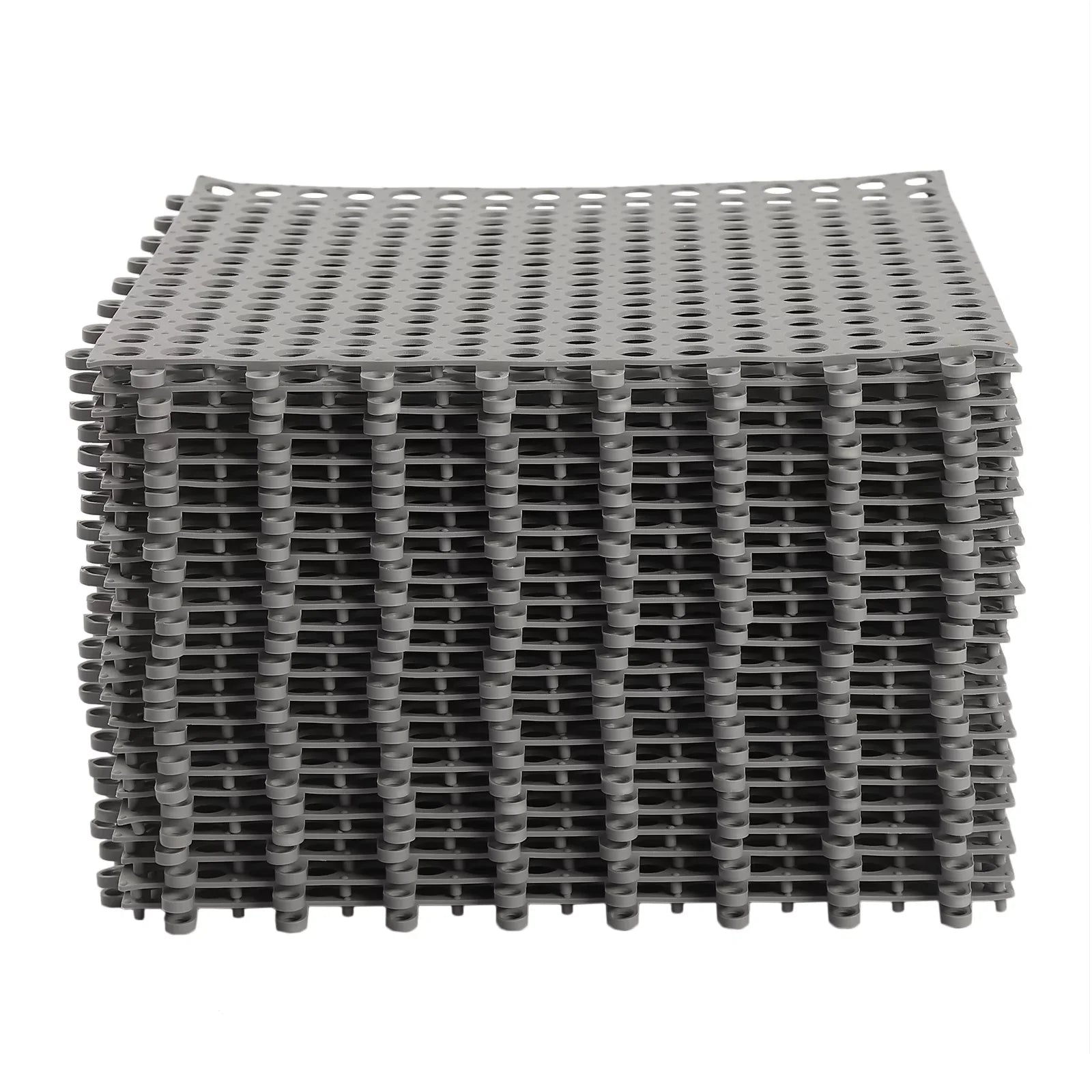 Interlocking Holes Floor Drainage 11.8*11.8" Shower PVC 24PCs with Nonslip Pool Mat,Soft Mat Bath Gray Kitchen, Bathroom, for
