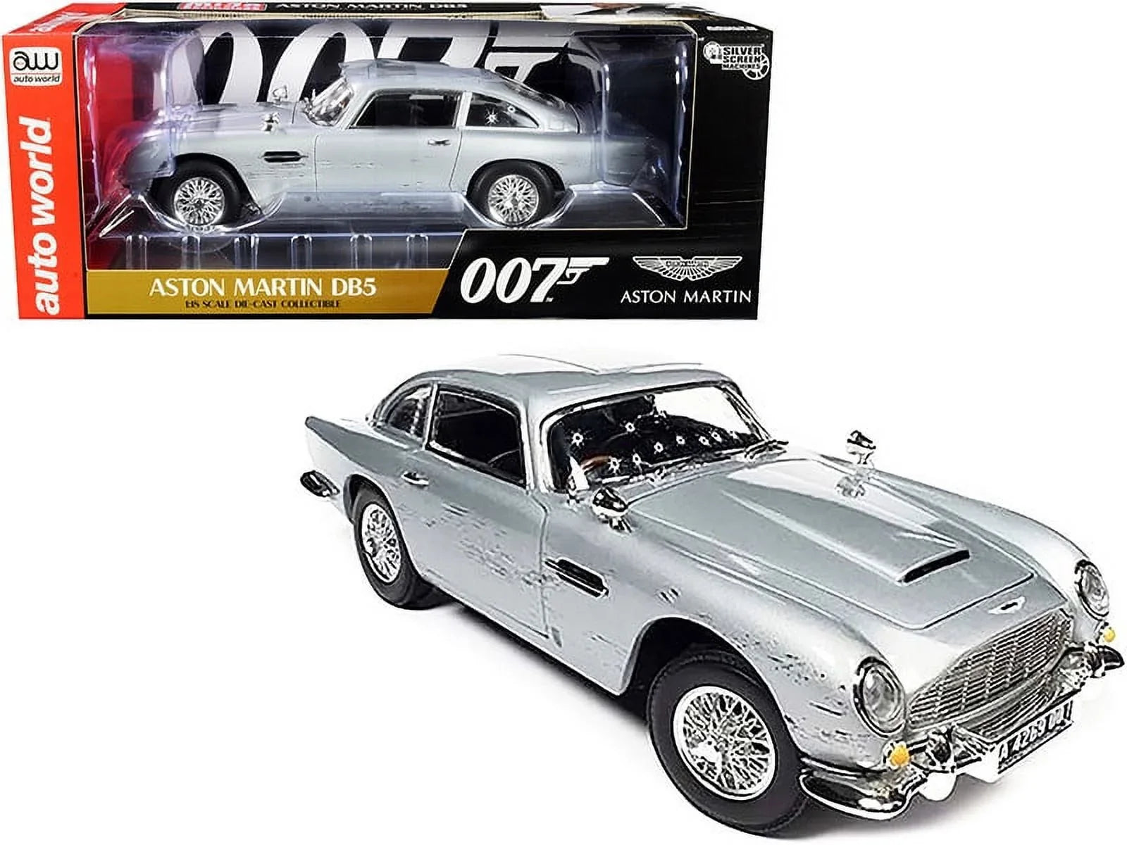 Time Drive) Series Machines" Aston DB5 Birch James Metallic Silver b "Silver Car "No 1/18 Bond (Right Model Coupe Screen 007 Die" Movie Hand RHD (Damaged (2021) to Version) Martin Diecast