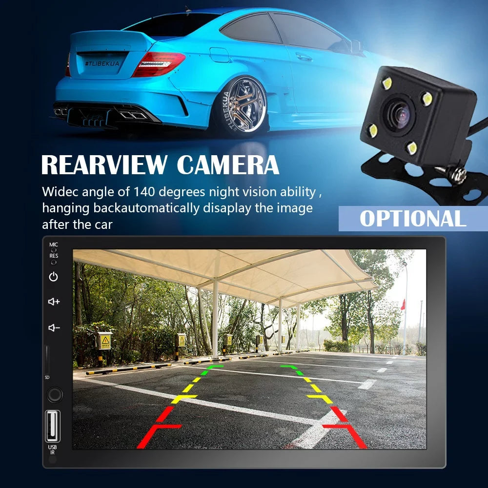 Stereo Multimedia Auto/Autoradio/IOS/Bluetooth/USB/TF 7" Camera/Android with Touch Car Din 2 Screen Player Rear Car Play View MP5 for