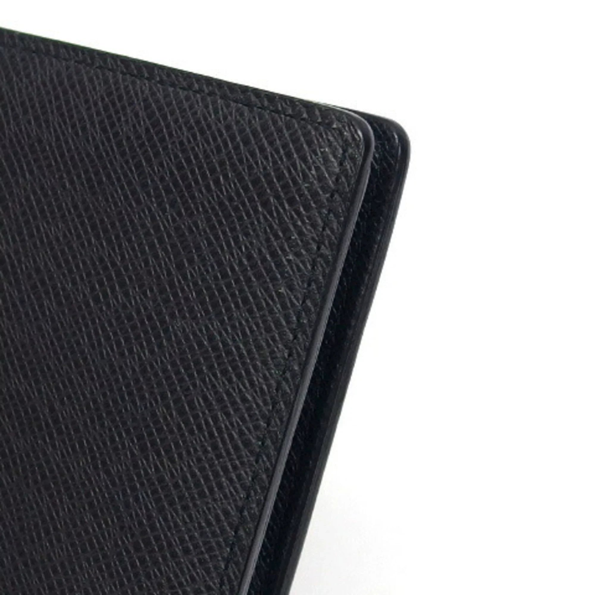 Vuitton Bifold Black Louis Wallet Billfold Pre-Owned (Good) Taiga Long
