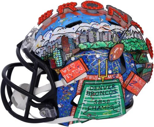 by Fanatics Artist Manning - Helmet B703374 Broncos Certified Mini Charles Peyton Authentic Painted - Fazzino Autographed Hand - Denver