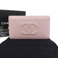 logo wallet here 16 Pre-Owned pink A48651 (Good) series long skin bi-fold Chanel caviar mark CHANEL