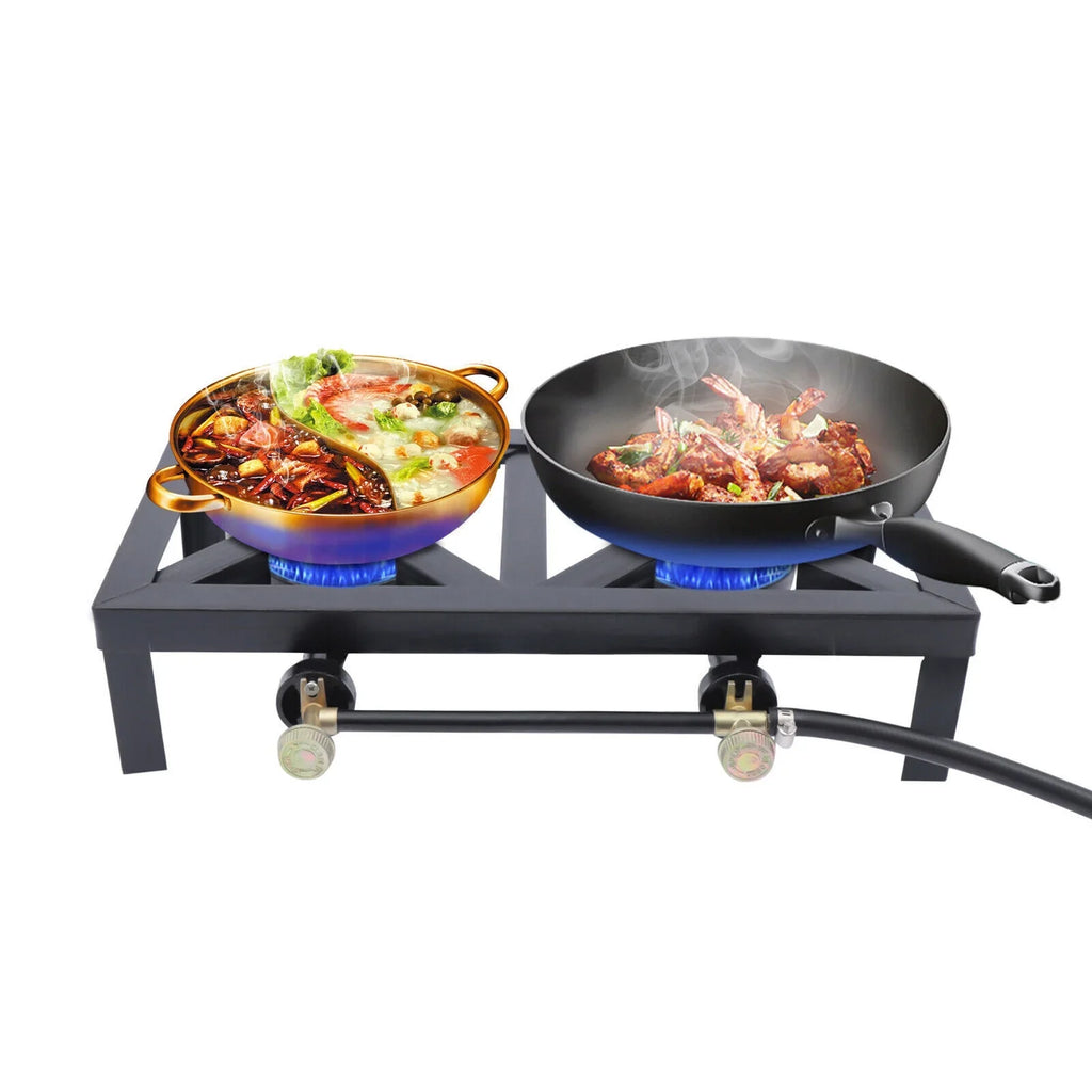 Propane Hose Burners Camping Stove Portable 8KW/27295BTU Hiking Gas BBQ 2 Cooker Outdoor W/