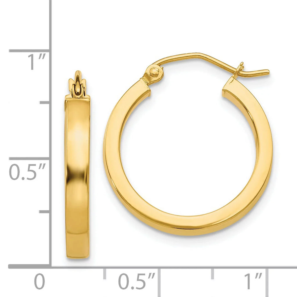 in Tube Yellow Gold 14k Earrings Real 2x3mm Hoop Rectangular