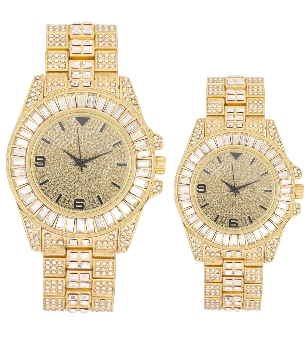 Queen Gold) Set ST10327ML Watch and King Hers for on Point His/Hers Hip - Couple Matching (ST10372Gold - His and Hop Perfect Bling'ed Today's Power Out