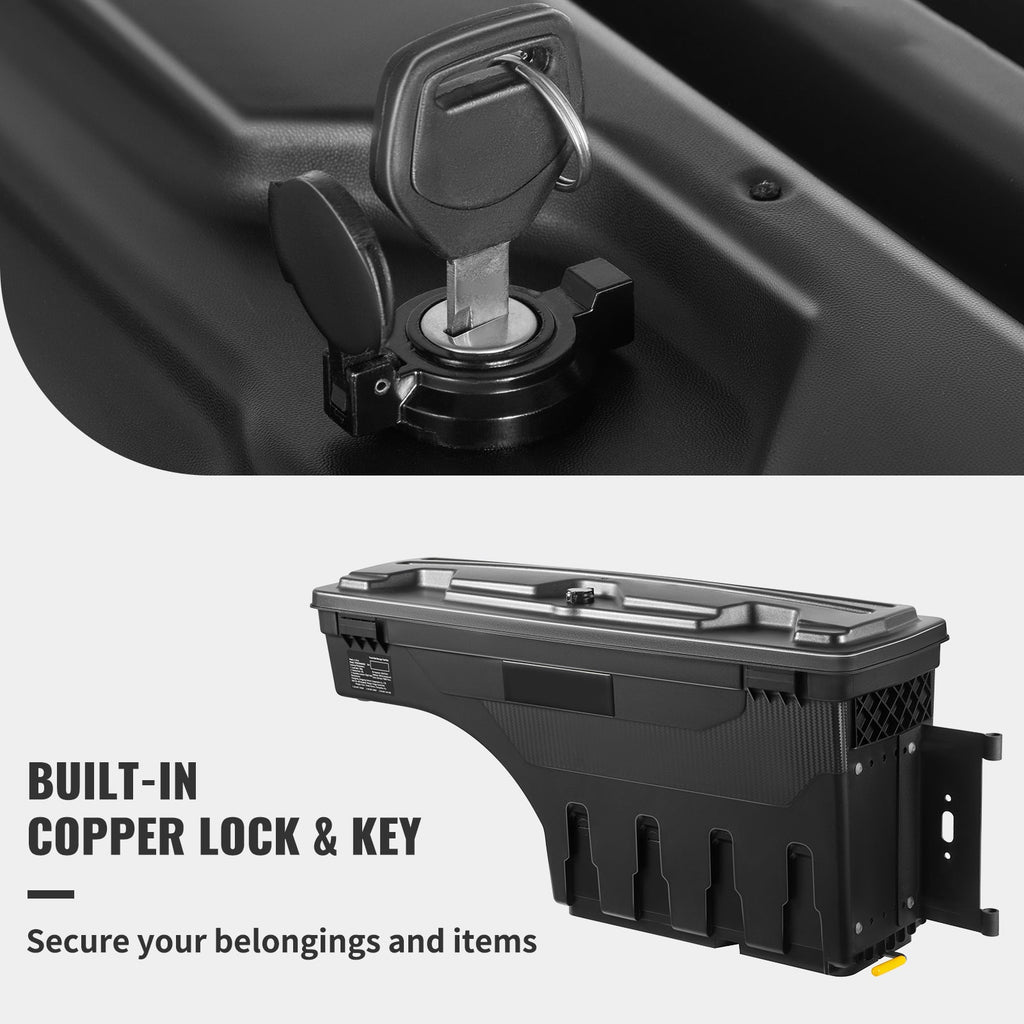 L Box, Compatible Wheel Truck 1500 1500 SKYSHALO Lid, Bed Black, Side Box, Lockable Tool Waterproof Storage GMC Well Sierra with Chevrolet Passenger 2019-2021, ABS 6.6 Gal/20 Silverado