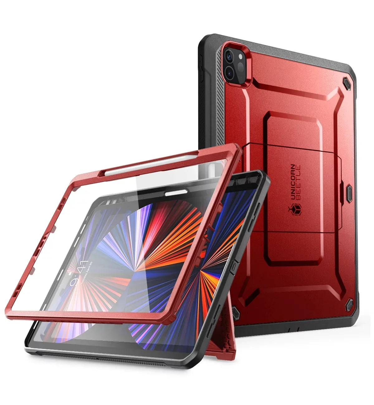 12.9 Built-in (Ruddy) Series for Kickstand 2020), SUPCASE Case Protector Pro Protective with Case Rugged Unicorn Screen Apple Pencil Full-Body / Charging Inch Beetle (2021 Pro Support iPad