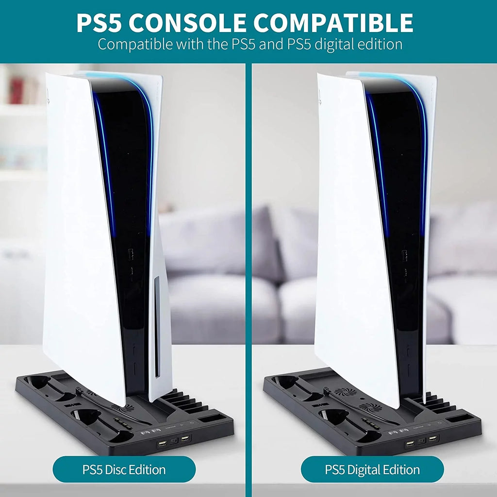 New Game Stand Indicator Slots PS5 with - 15 Controller and Bundle Fan AXTION Vertical Cooling Lamps Like BOLT Charger and Dual