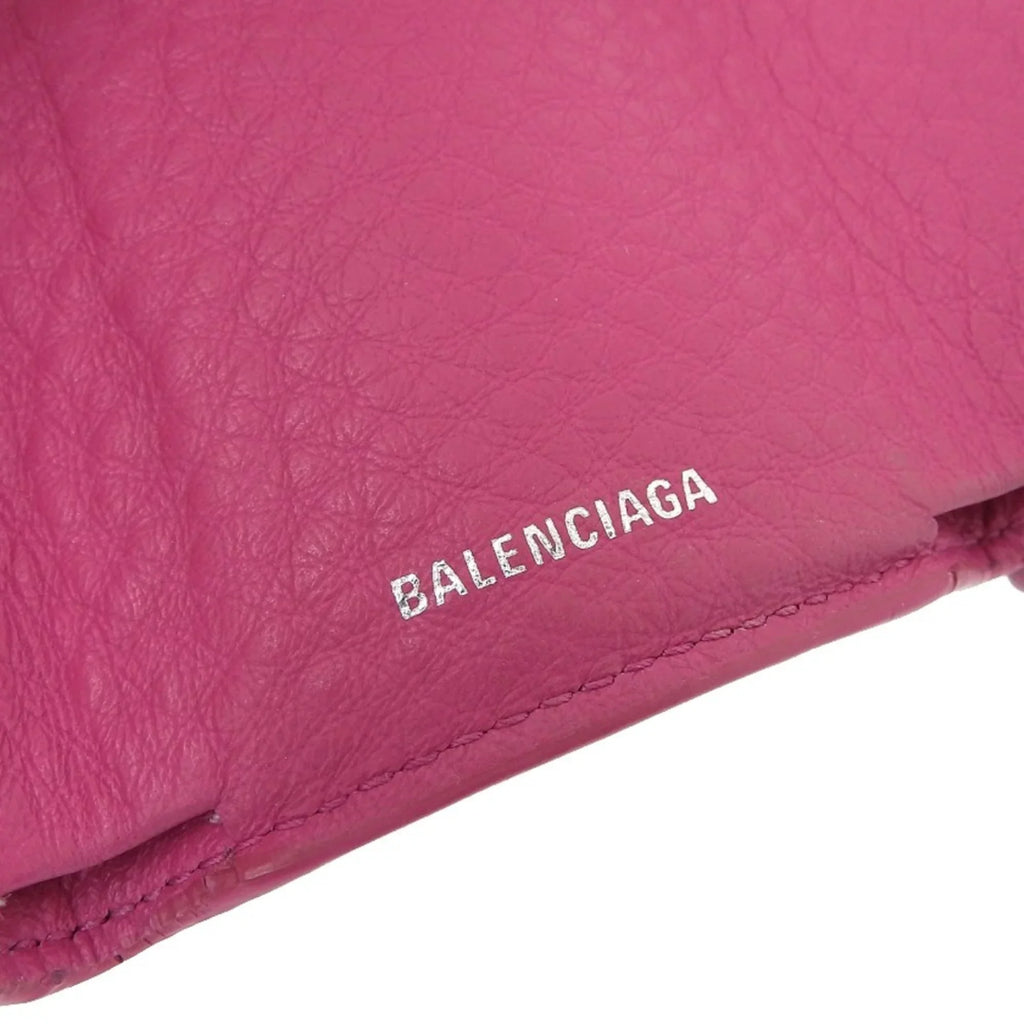 with wallet leather 391446 paper BALENCIAGA mini hook (Good) Balenciaga tri-fold pink Pre-Owned