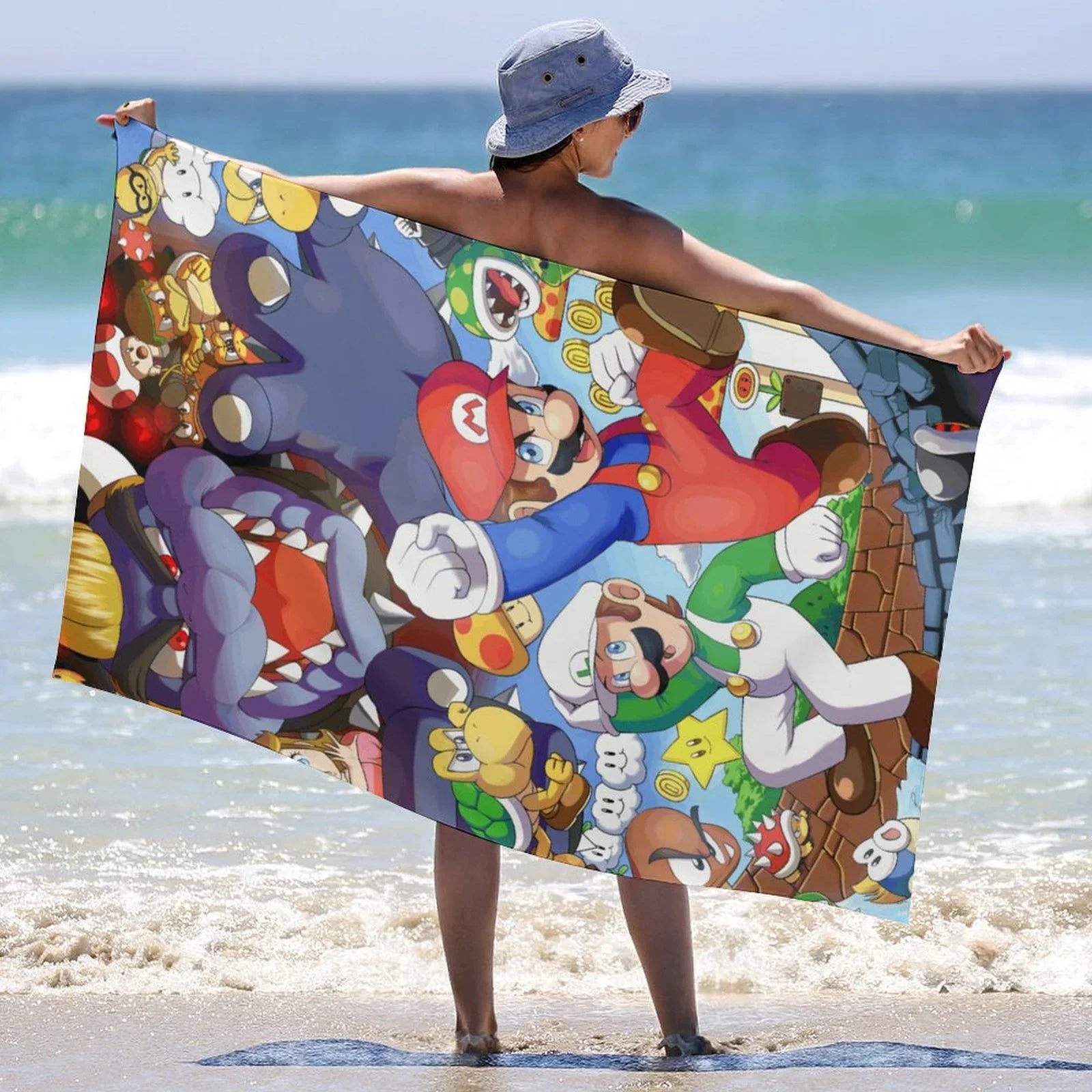 Movie Microfiber Soft Bathroom 130x80cm Swimming/Gym/Camp/Holiday Luigi Quick-Dry for Bath Mario Kid/Adults for Bros. Shower/Guests/Pool Towels Towel Absorbent Beach