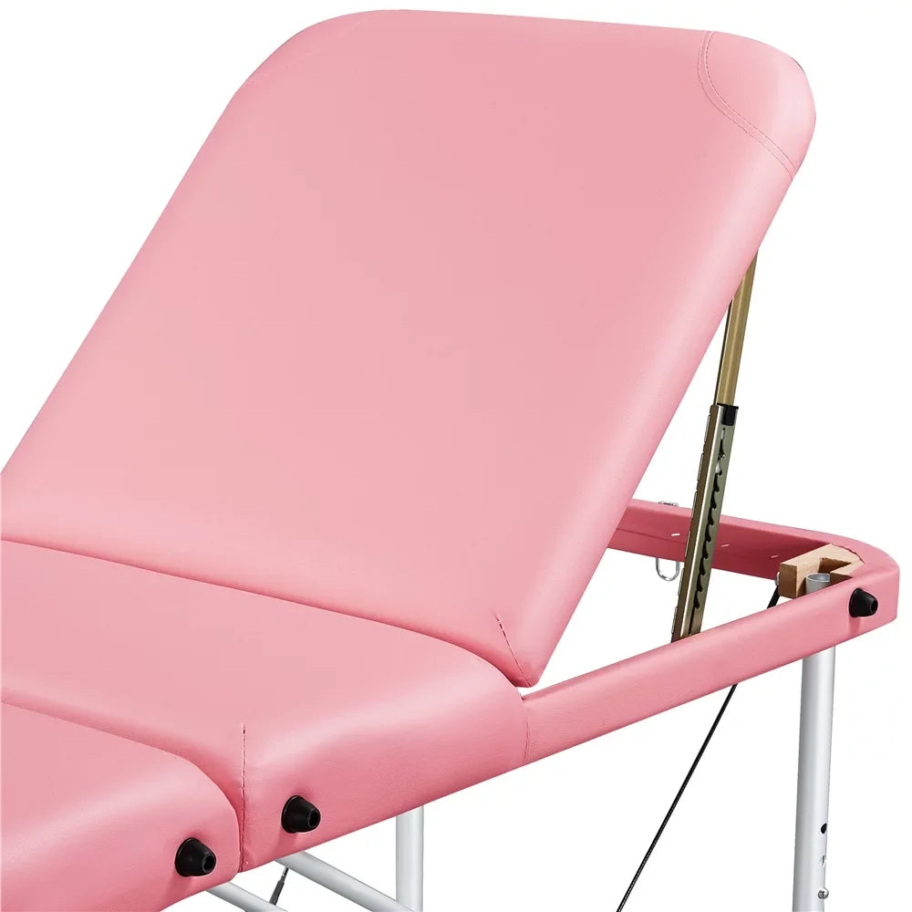 Pallet, Portable Couch, Table 3-Fold Alloy Equipment, Backrest/Headrest/Armrest/Hand Salon Pink 84'' Bed, Massage with Yaheetech Adjustable Spa Massage Bed Massage