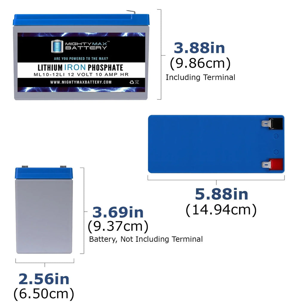 Dynacell WP6.512 Battery with - 10AH 2 Lithium 12V Replacement Compatible Pack