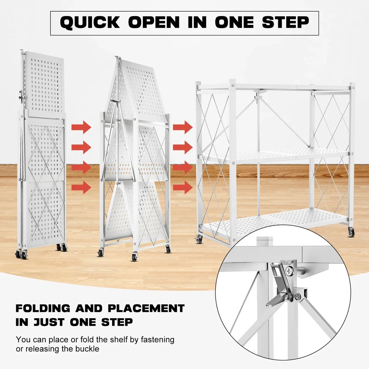 QRInnovations Heavy Duty Tier Modern Style White Shelving Storage Metal Rack 3/4