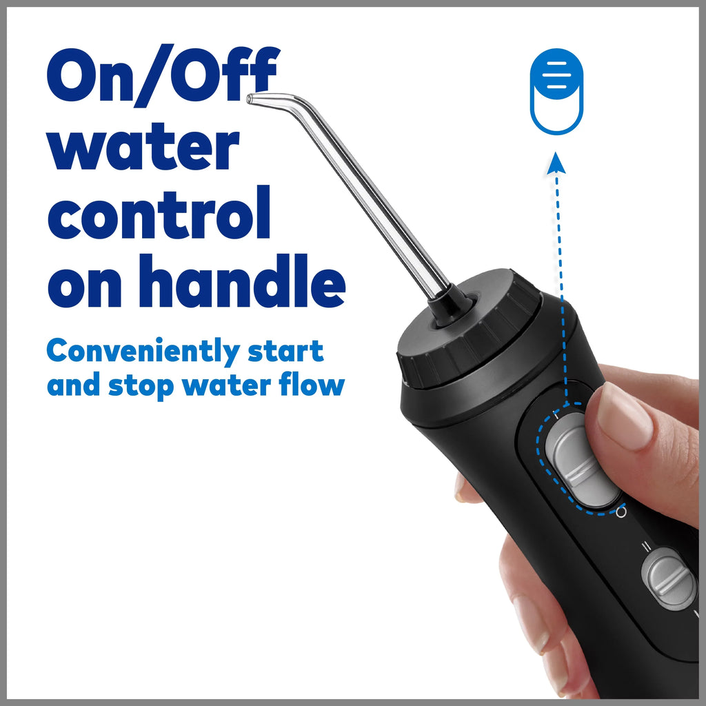Cordless Oral Flosser Portable Irrigator, Waterpik Water Plus Black