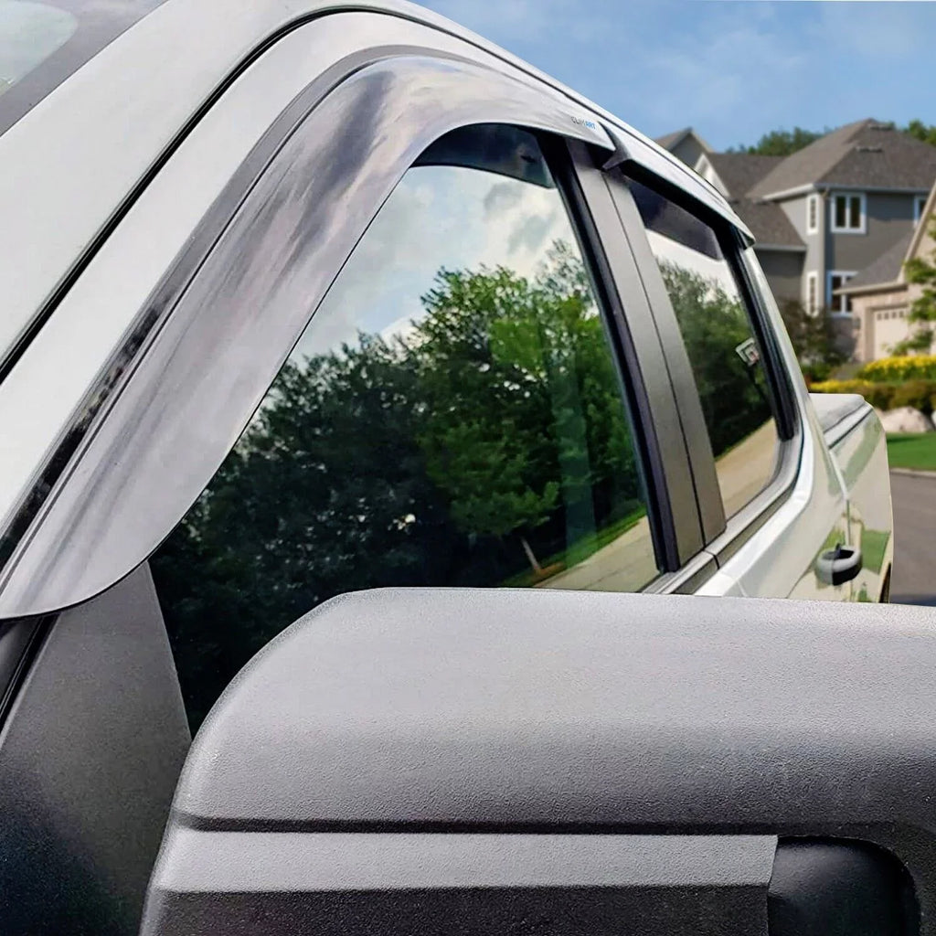 Deflectors, Silverado/GMC Durable Vent 2019-2024 Guards Incredibly Visors, (Chevy) Tape-on Compatible ART 419160 with Rain CLIM Chevrolet Sierra 1500 Window 4pcs- Crew Accessories, Window Truck Cab,