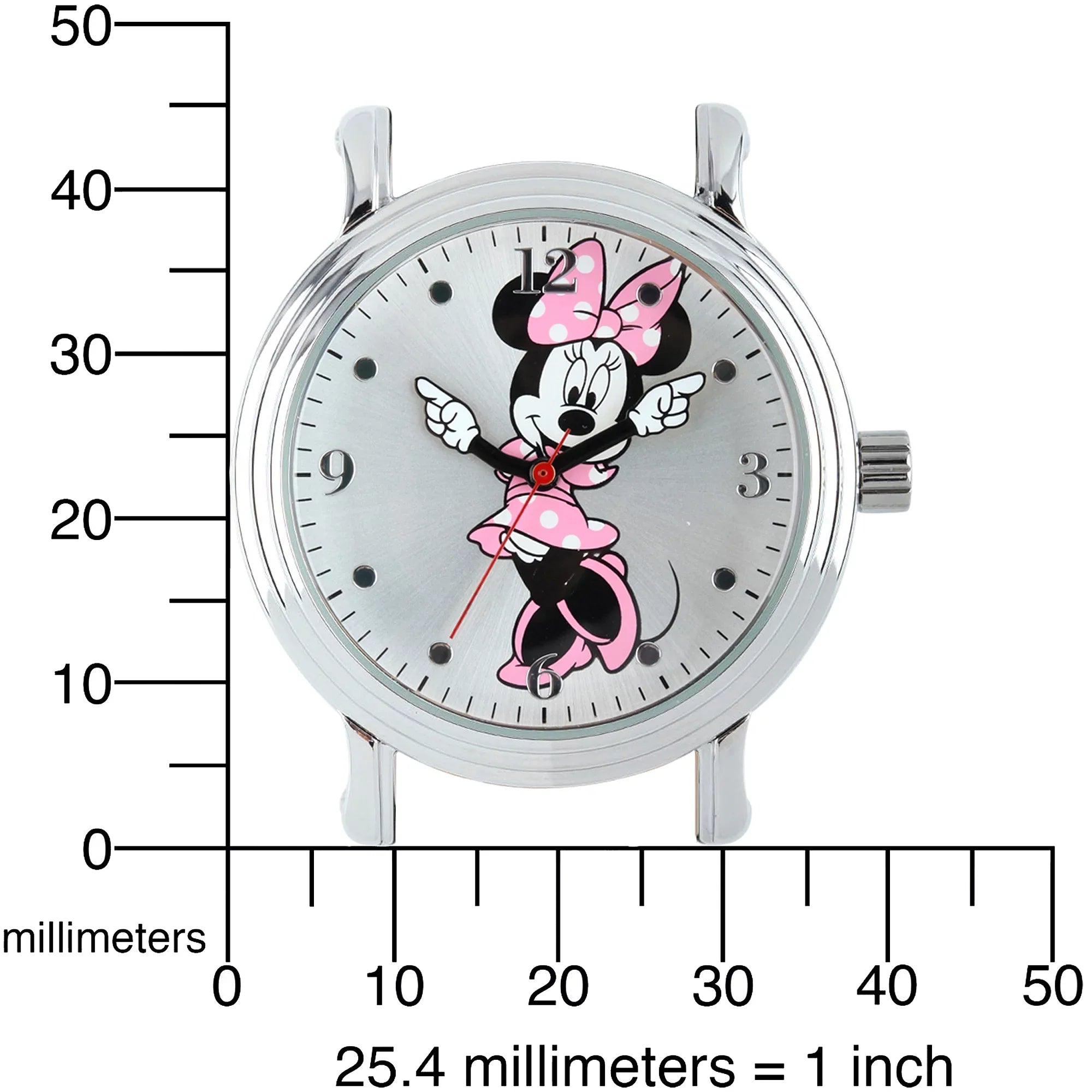 Leather Silver Women's Alloy Articulating Watch, Strap Black Shinny Mouse Vintage Case Minnie
