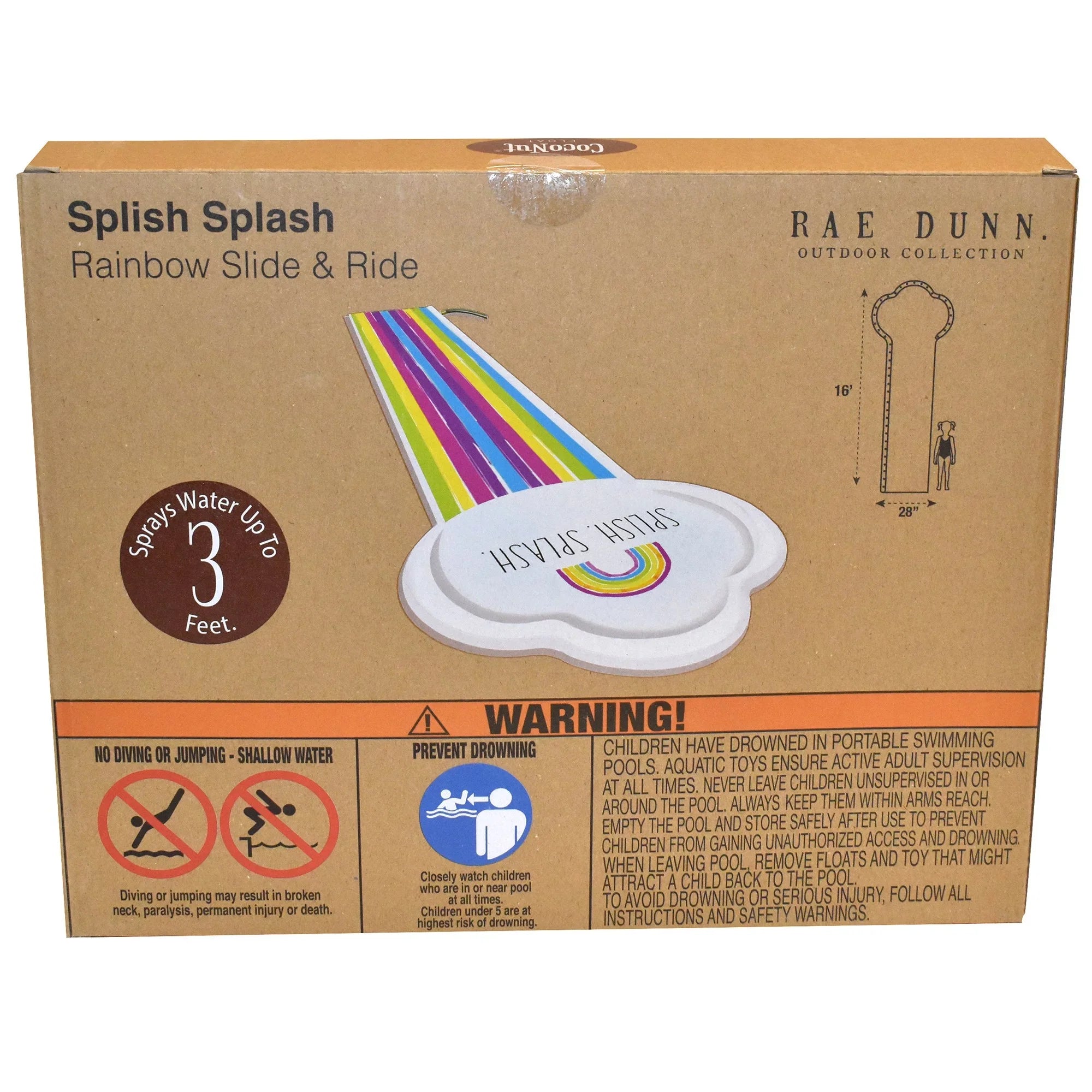 Foot Rae -16 Mat, 5+ & Float, CocoNut Sliding Sprinkler, Age Rainbow Dunn: Water Durable Slide Ride Slide Splash Splish