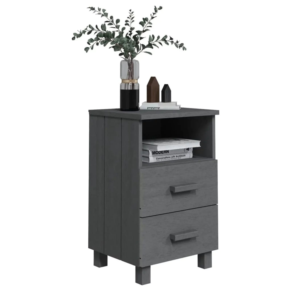 Cabinets Irfora pcs Solid HAMAR Dark Gray Wood 15.7"x13.8"x24.4" 2 Bedside