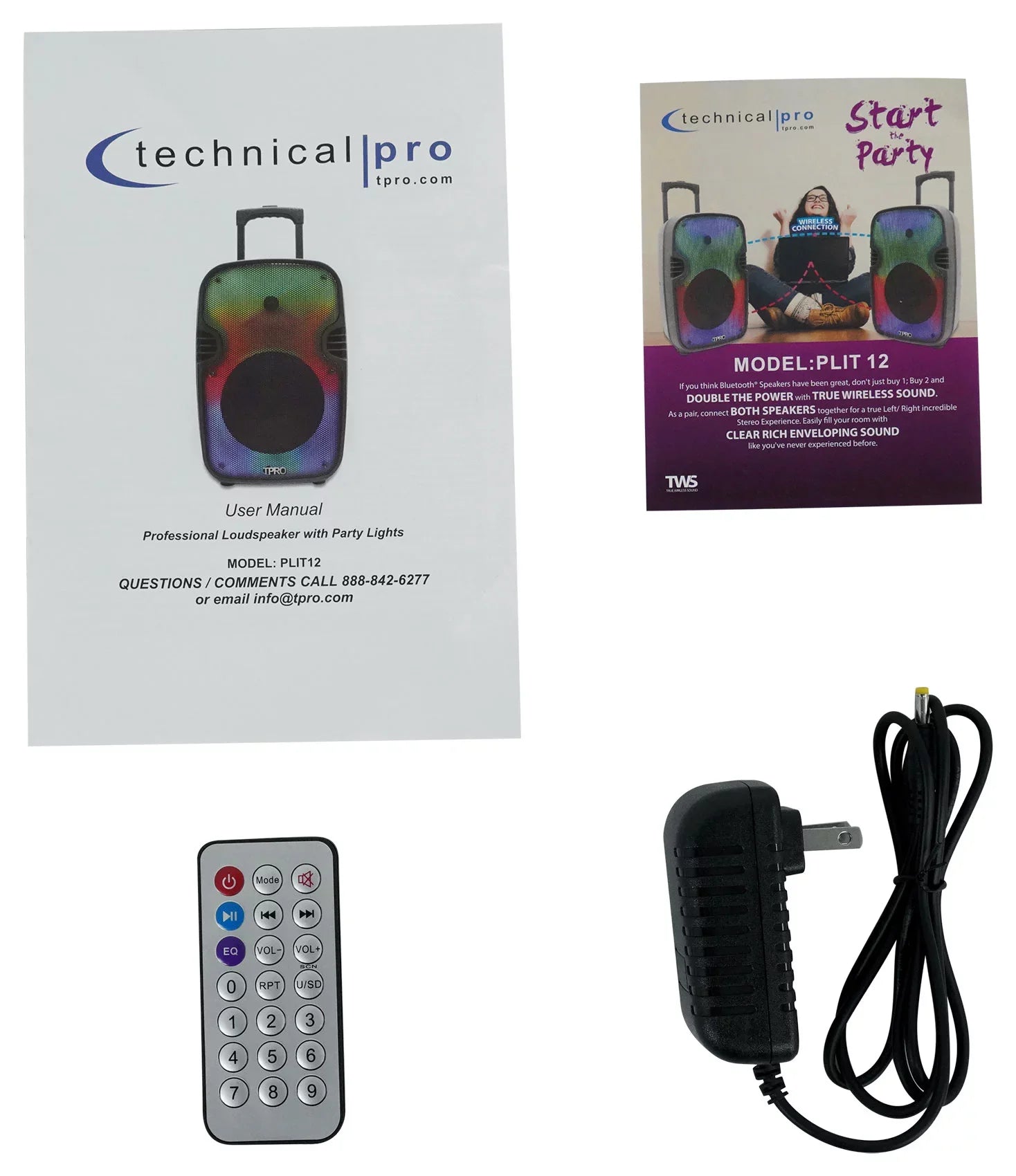 Party PLIT12 Pro Link+Stands Speakers+Wireless LED Bluetooth (2) 12" Technical