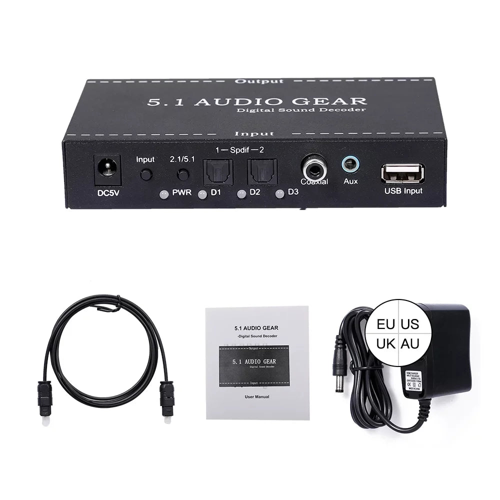5.1 Sound Plug 3.5mm NK-A6L Digital Gear Walmeck Converter Decoder Audio Output Audio Audio Dolby AC-3 Replacement for Digital