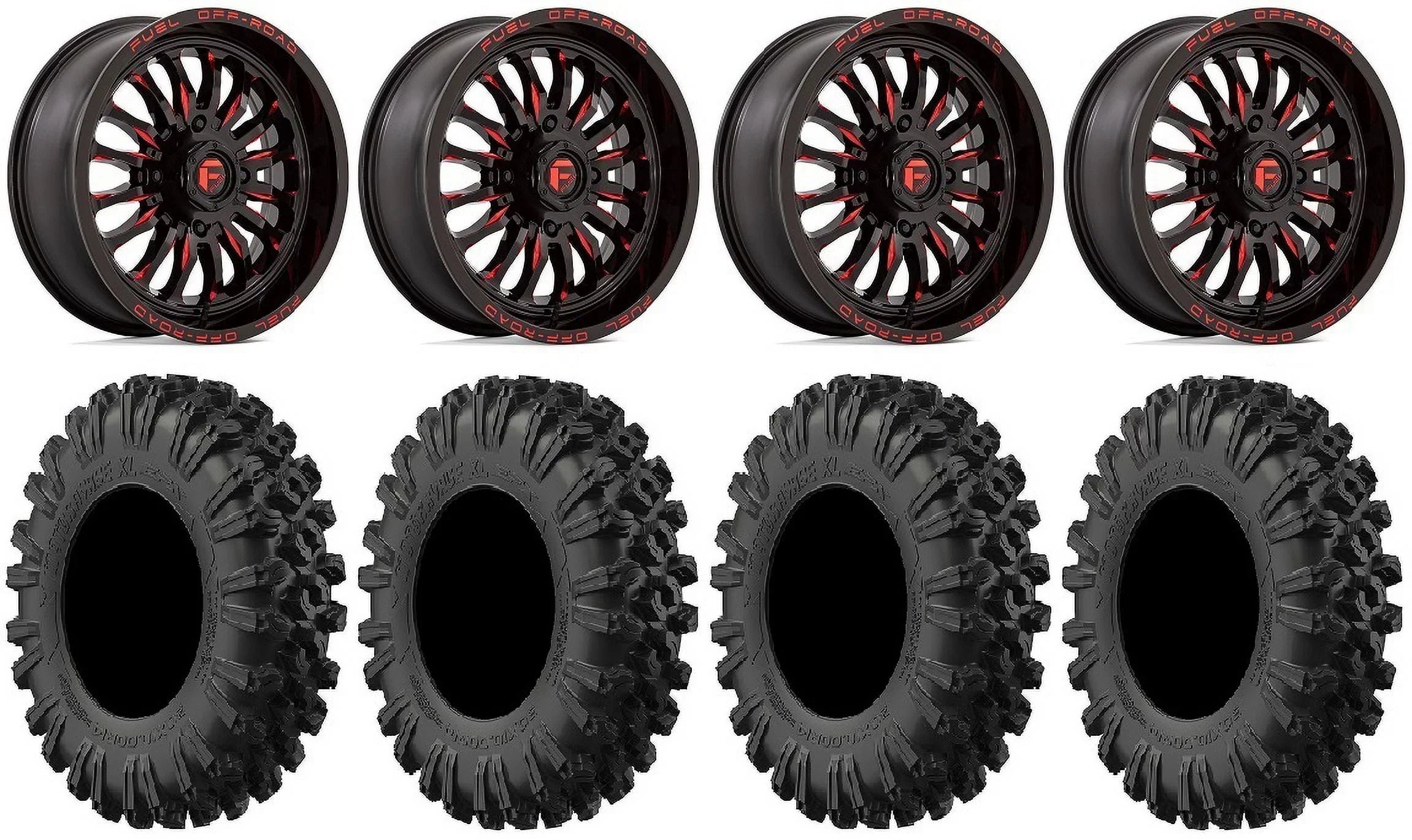 MotoRavage Kawasaki XL 18" Tires Fuel Wheels 40" Teryx Mule ARC Red