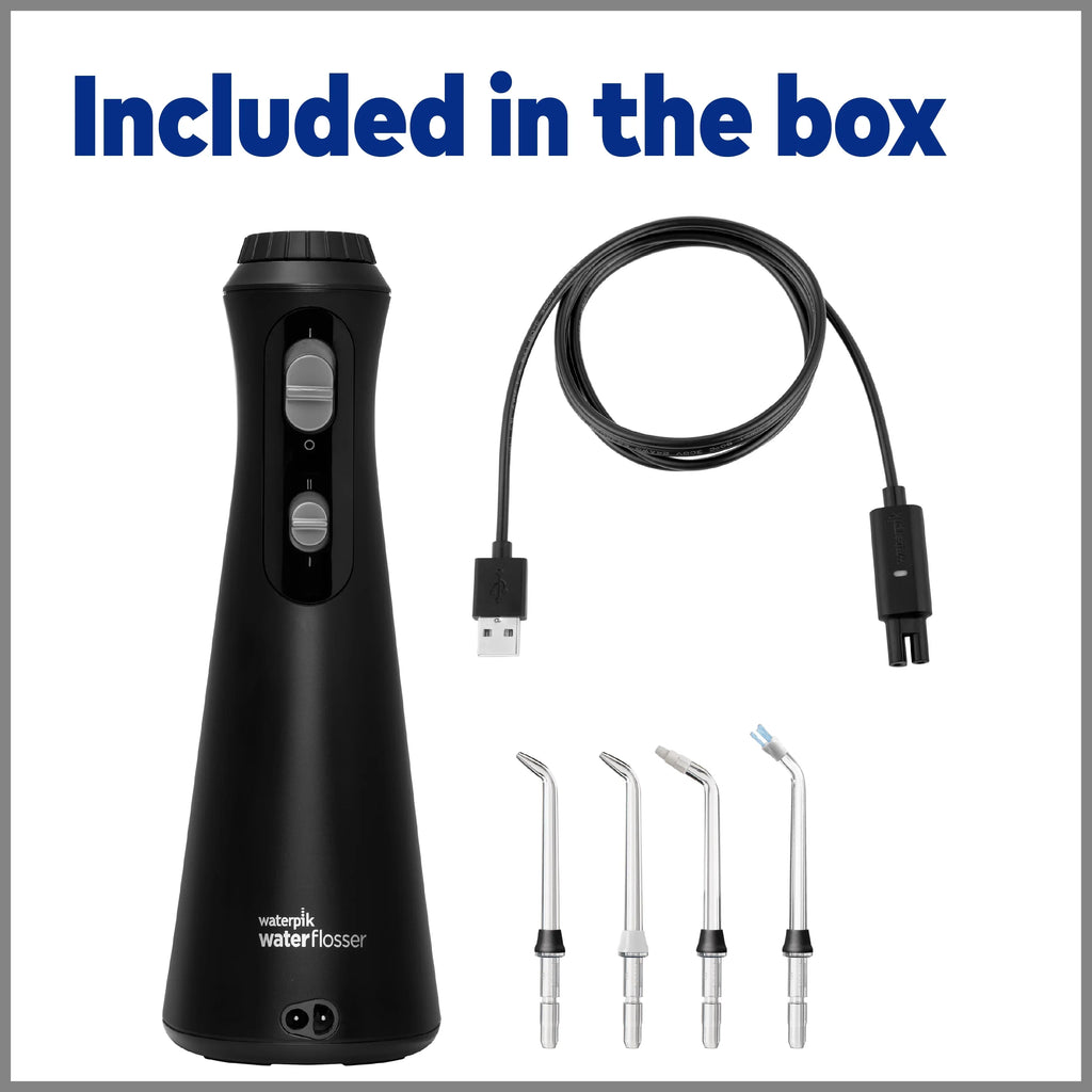 Cordless Oral Flosser Portable Irrigator, Waterpik Water Plus Black