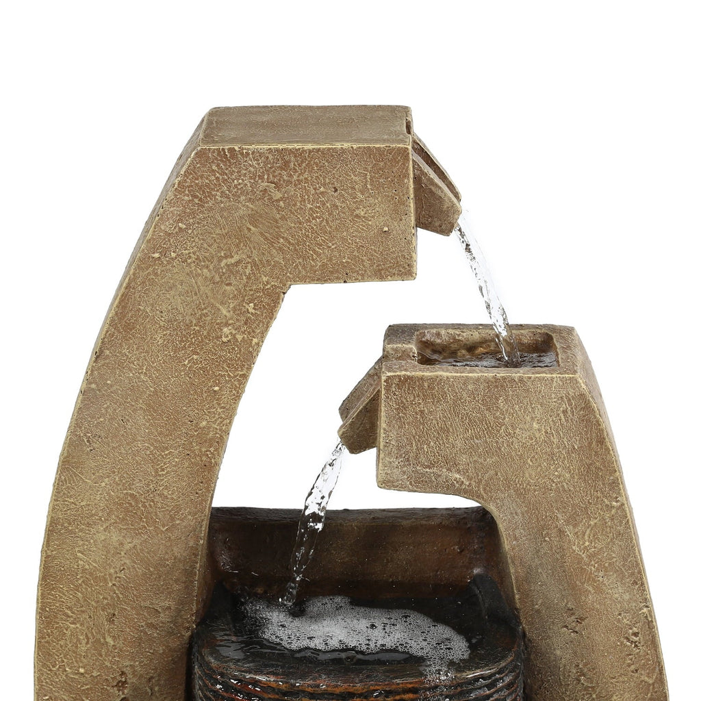 Modern Fountain Led Sculpture Country Cottage Brown Light With Outdoor HomeStock Cement