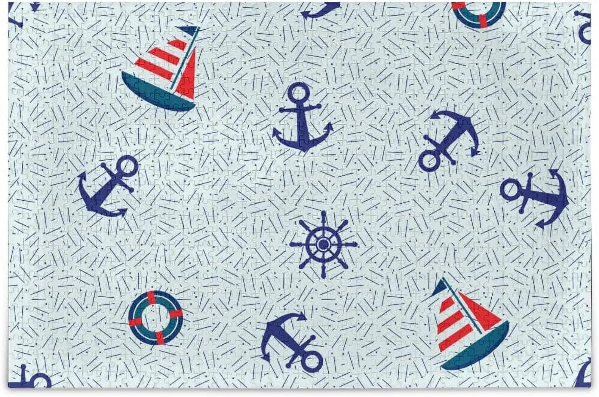 Theme Anchor Sea Lifebuoy Pieces Nautical Gift for Sailboat Marine and Kids Adults Wheel DIY Puzzles Wellsay Steering Jigsaw 1000 Decoration Puzzle