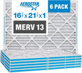Filter, 1/2x1 MERV 1/2x21 Size: 16 21 Furnace 3/4") 13 Aerostar Air 1/2" Air x x (Actual 1/2" 6-Pack Pleated AC 16 Filter,