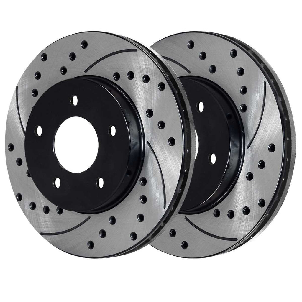 Front Kit for Dodge Rotors 4.7L and V6 Brake Driver Ram Pads Drilled Passenger 2004-2006 4WD 2005 and Replacement 1500 3.7L Slotted Durango Ceramic 5.9L AutoShack V8 5.7L Black RWD 2002-2004 Side