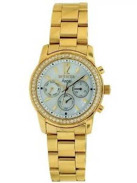 Steel White Stainless 11771 Gold Angel Invicta Dial Women's Plated Watch MOP