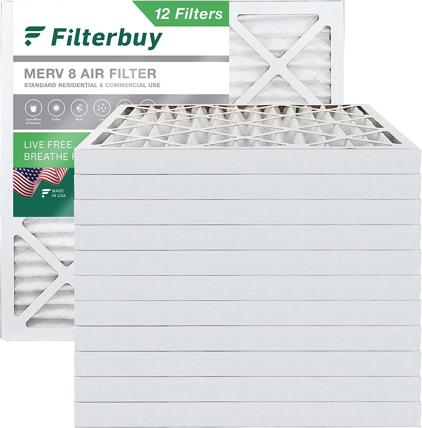 MERV Filters 15x15x2 8 Furnace AC HVAC (12-Pack) Air Pleated Filterbuy