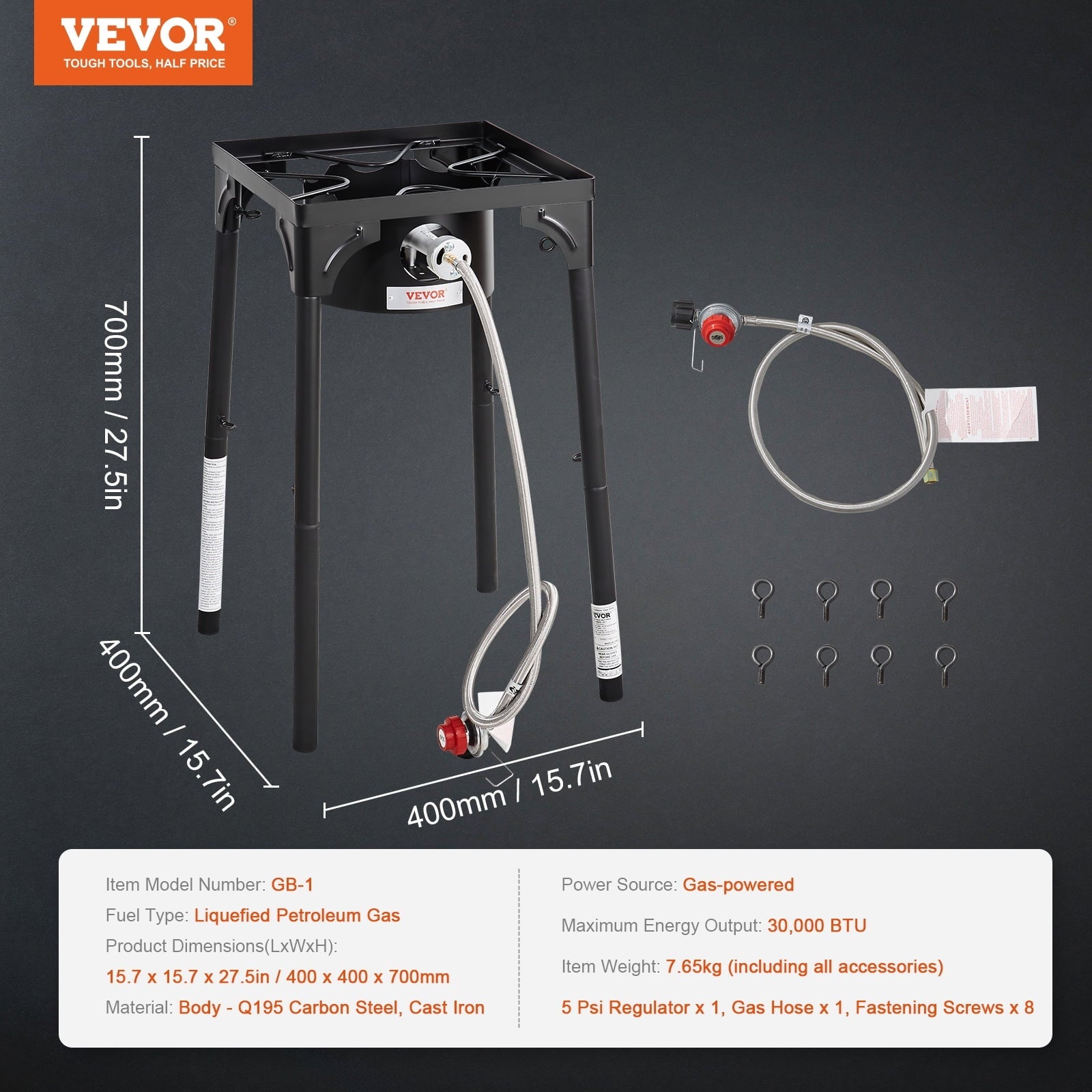 Camping Stand 30000BTU Portable PSI BBQ w/Detachable Stove Cooker Burners Adjustable Legs Duty Cooker Cooking Burner Propane Outdoor Regulator, & Single Gas Heavy Gas SKYSHALO Stove