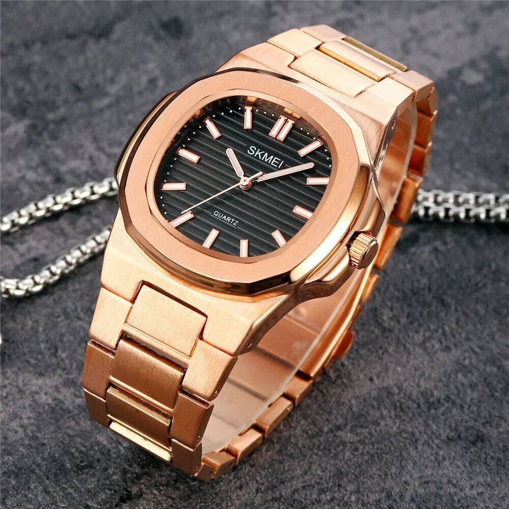 Steel Male Gold Watch Business Luxury Gift For Wristwatch Men Quartz