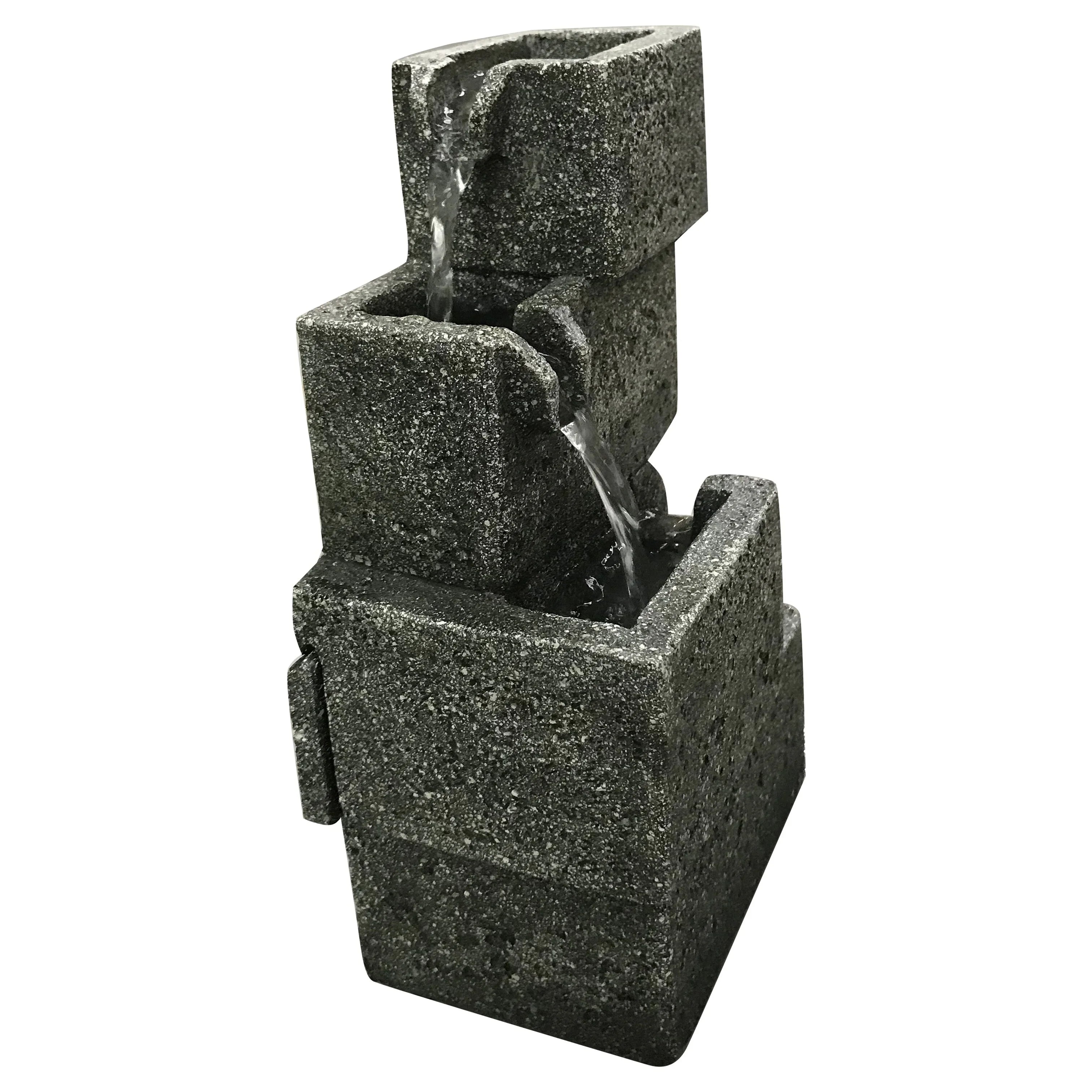 Crates Concrete Warm Lights With Fountain White LED