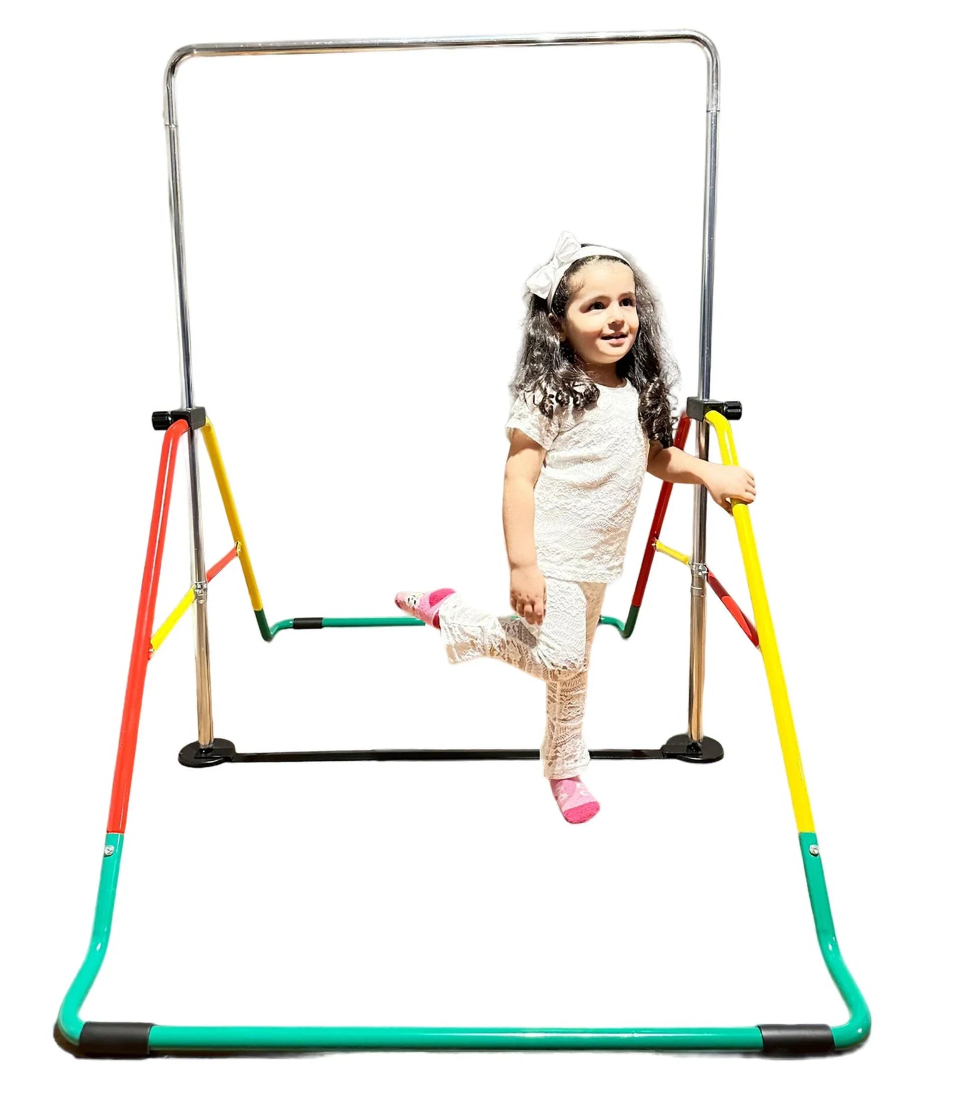 Horizontal Bar, Junior for Equipment Bar Expandable, Home - Monkey Gymnastics Red/Yellow Kip Kids Bar Folding, Playground Height-Adjustable Training,